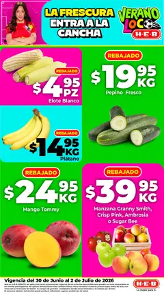 Vista previa de H-E-B folleto Fruta y venduras, nuevo folleto de la tienda, válido en México a partir del 30/06/2026