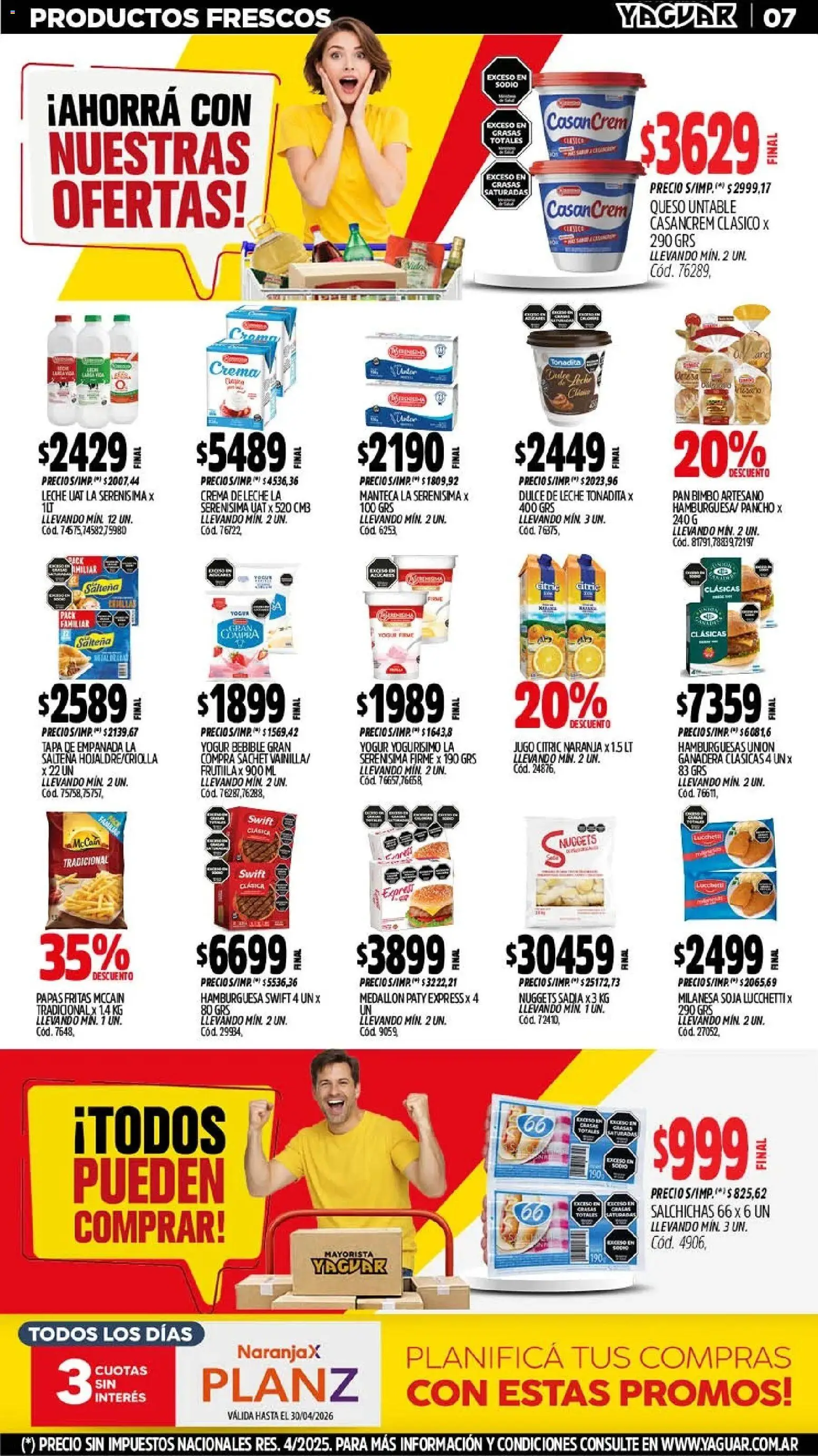 Yaguar - Oferta Semanal Trelew │ válido desde el 11.05.2026 | Página: 7 | Productos: Milanesa, Dulce de leche, Pan, Papas fritas