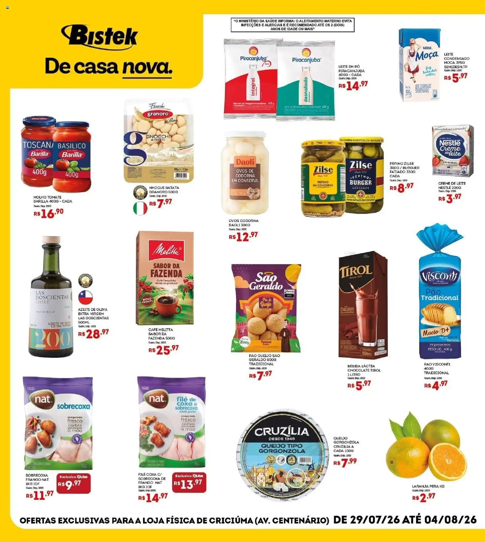Bistek Supermercados Folheto - válido de 28/07/2026 | Página: 2 | Produtos: Pera, Queijo, Batata, Creme de leite