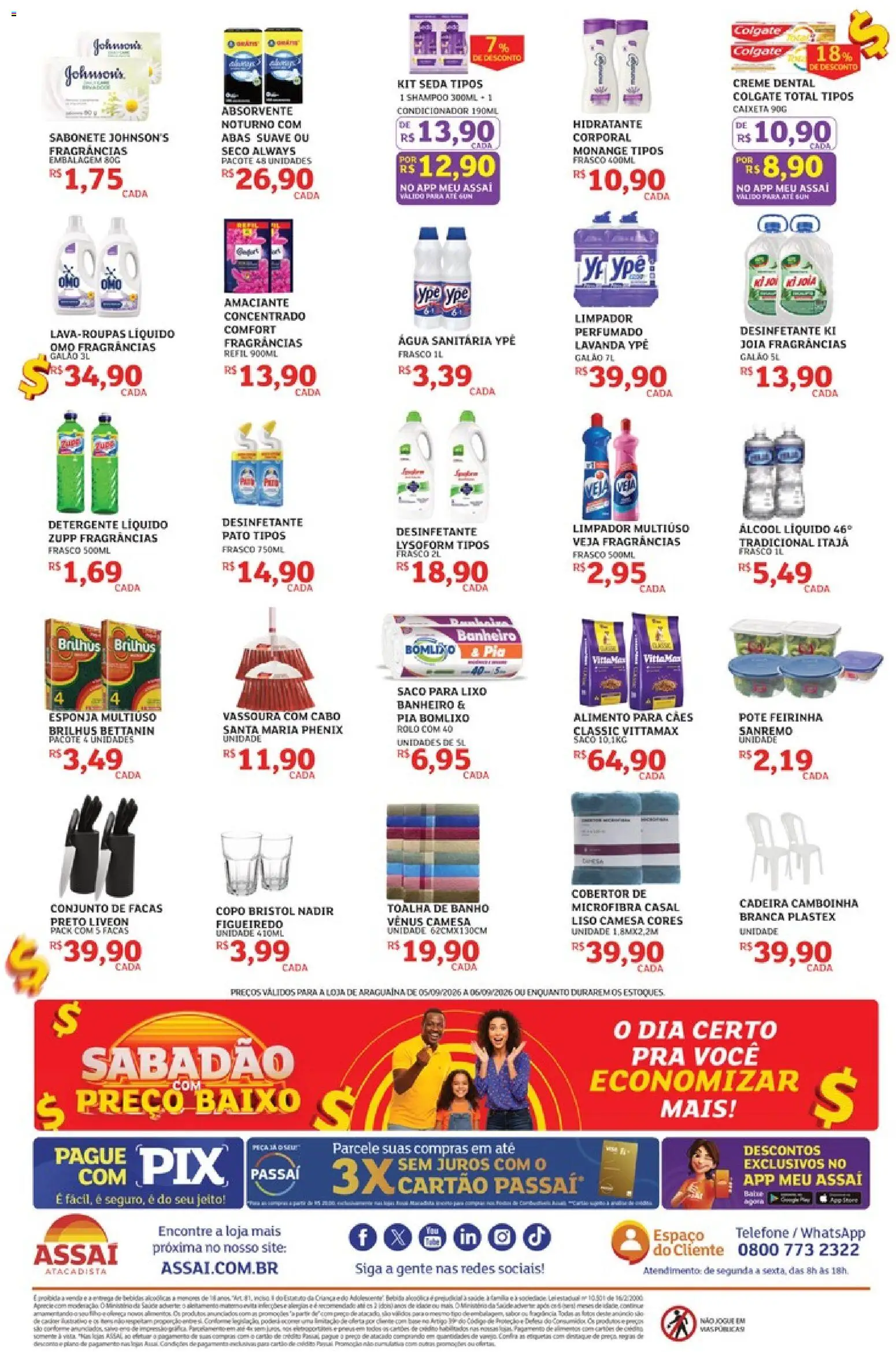 Assaí Atacadista Folheto - válido de 05/09/2026 | Página: 4 | Produtos: Detergente, Alimentos, Pato, Vassoura
