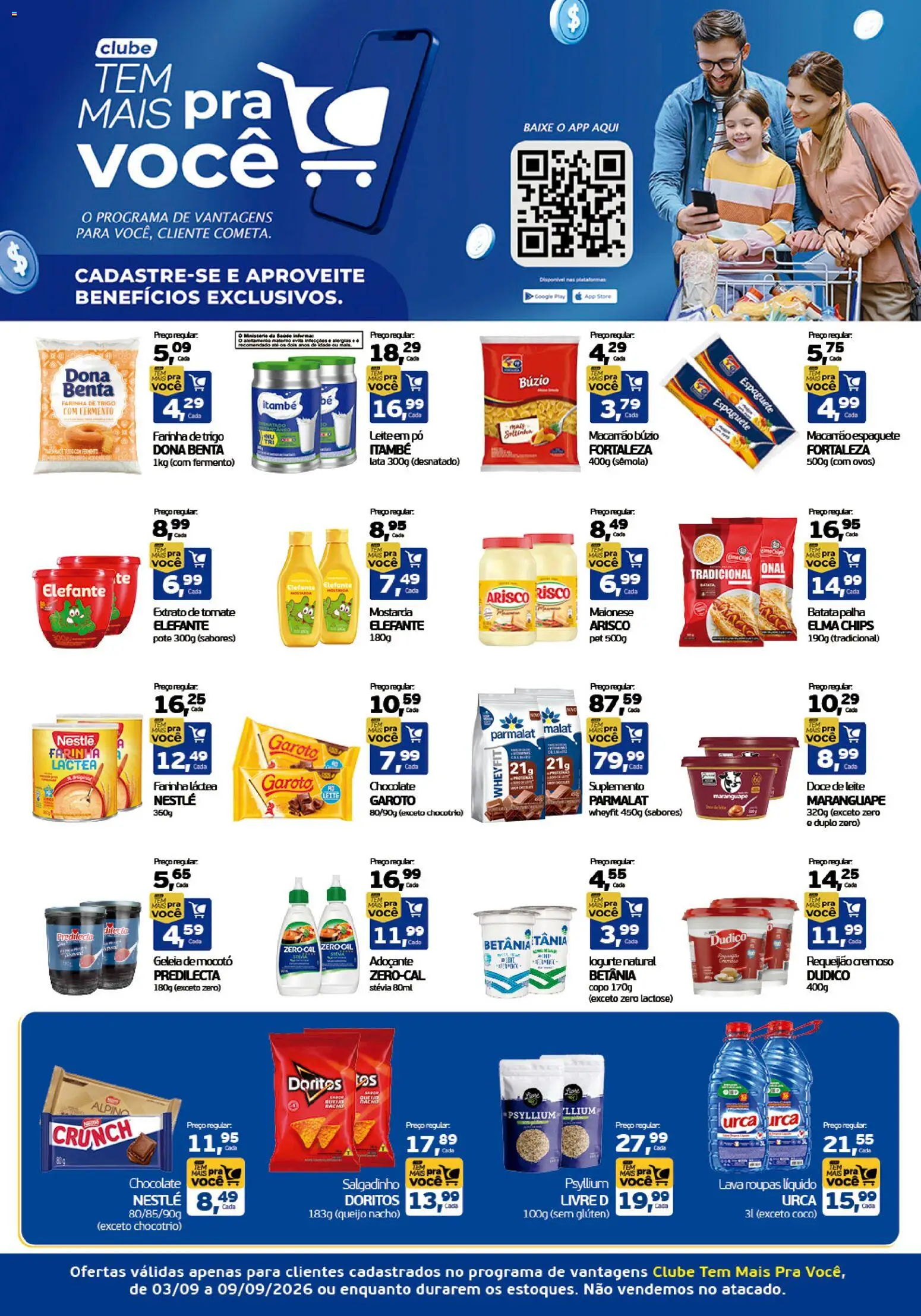 Cometa Supermercados Folheto - válido de 03/09/2026 | Página: 1 | Produtos: Espaguete, Farinha de trigo, Leite, Queijo