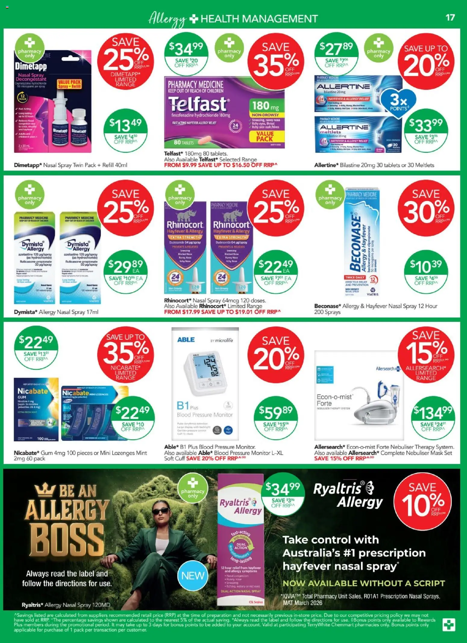 Terry White catalogue - valid from 01/10/2026 | Page: 17 | Products: Monitor, Nasal spray, Runny nose, Tablets