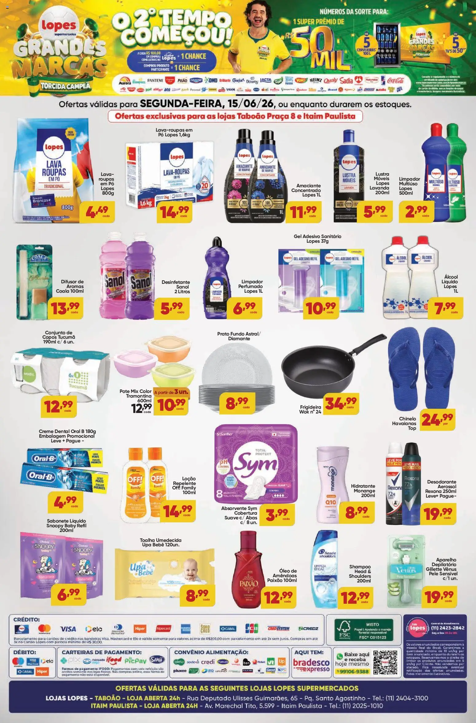 Lopes Supermercados Folheto - válido de 15.06.2026 | Página: 2 | Produtos: Óleo, Creme, Sabonete, Amêndoas