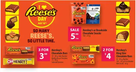 Preview of Hershey's Chocolate Bars, 39-58 g, Jolly Rancher Misfits 60 g or Twizzlers 75-90 g Selected Varieties, 3 for $3.99 from shop Co-op Food valid from 14.05.2026 | Page: 14 | Products: Box, Butter, Chocolate