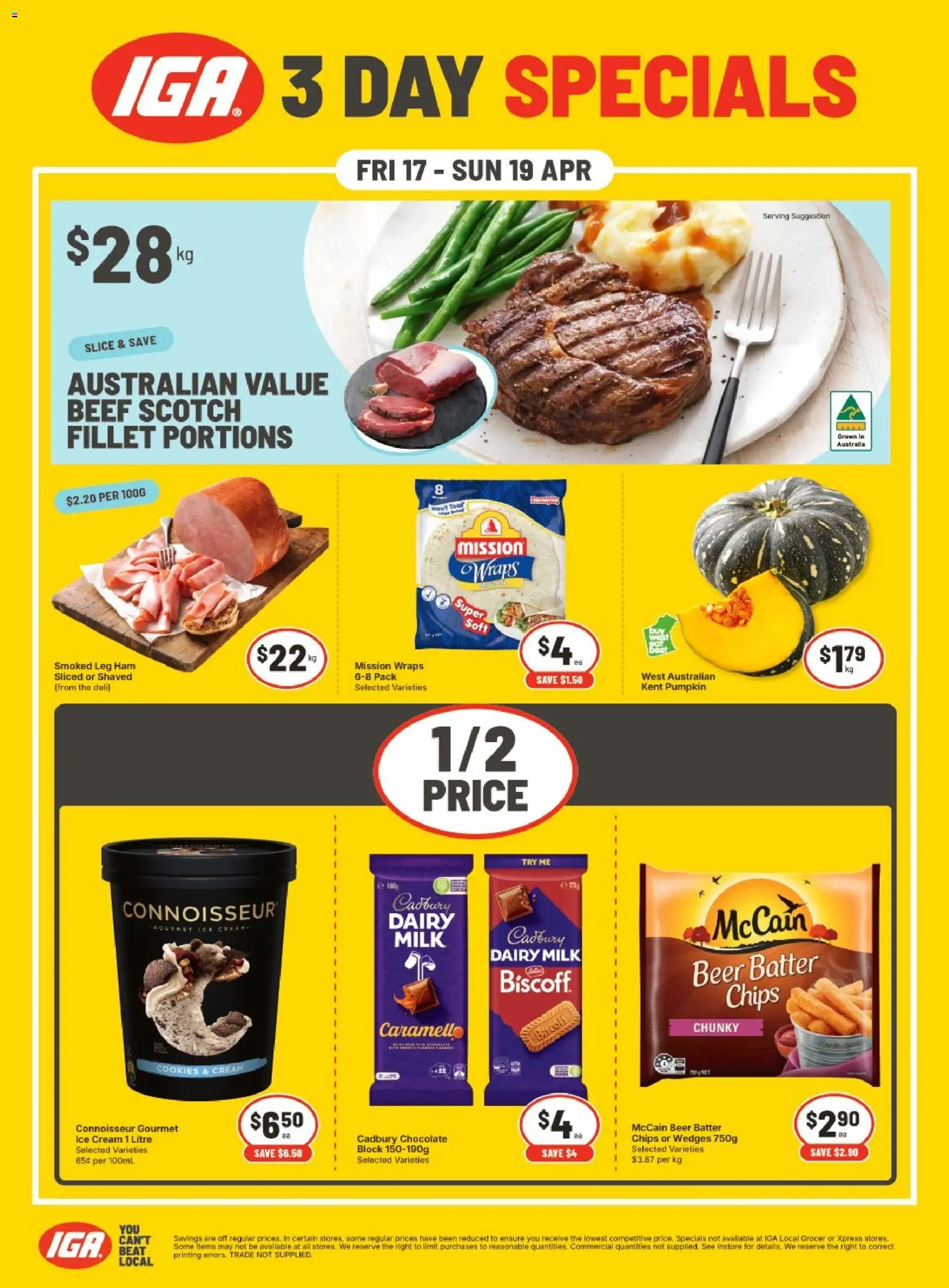 IGA catalogue - valid from 17.04.2026 | Page: 1 | Products: Ham, Beer, Beef, Scotch