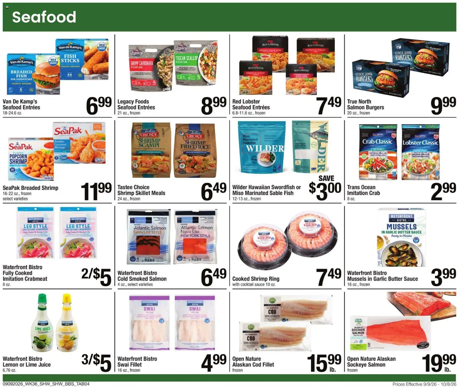 Shaw's Big Book of Savings - valid from 09/09/2026 | Page: 3 | Products: Sauce, Garlic, Frozen shrimp, Salmon