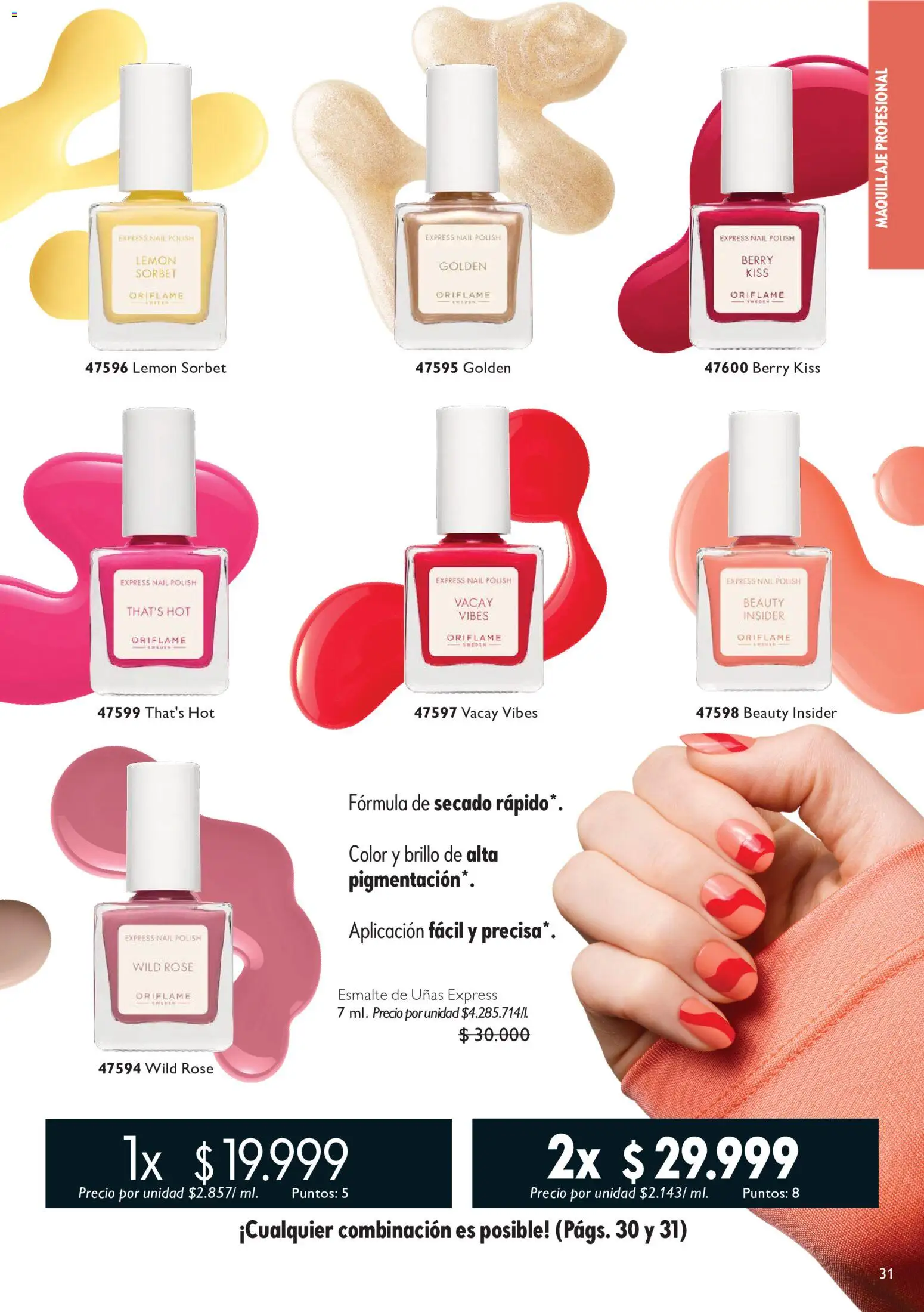 Oriflame revista - valida desde el 20/06/2026 | Página: 31 | Productos: Brillo, Maquillaje, Esmalte de uñas, Combinación