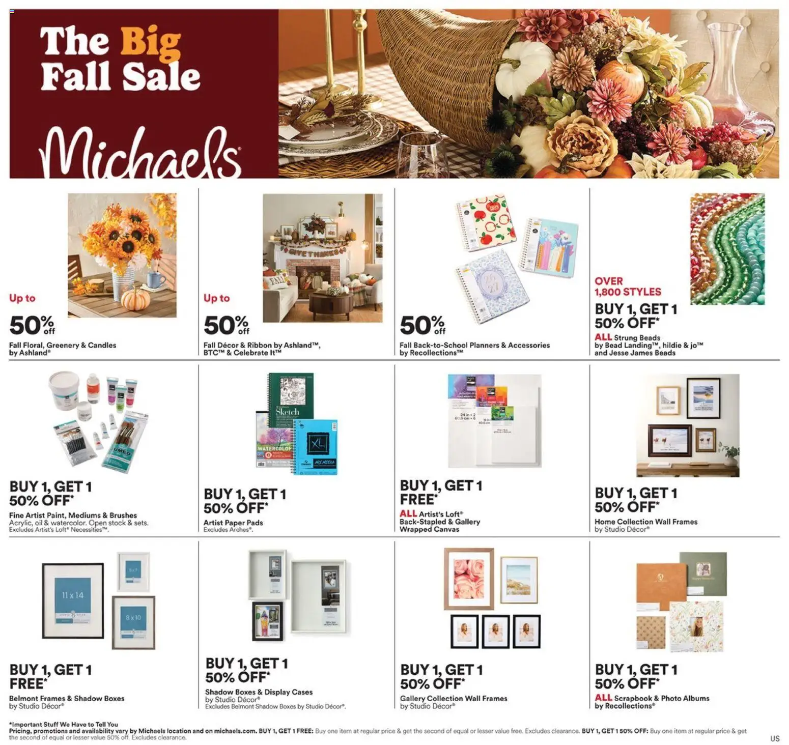 Michaels Weekly Ad - valid from 08/30/2026 | Page: 1 | Products: Brushes, Canvas, Candles, Pads