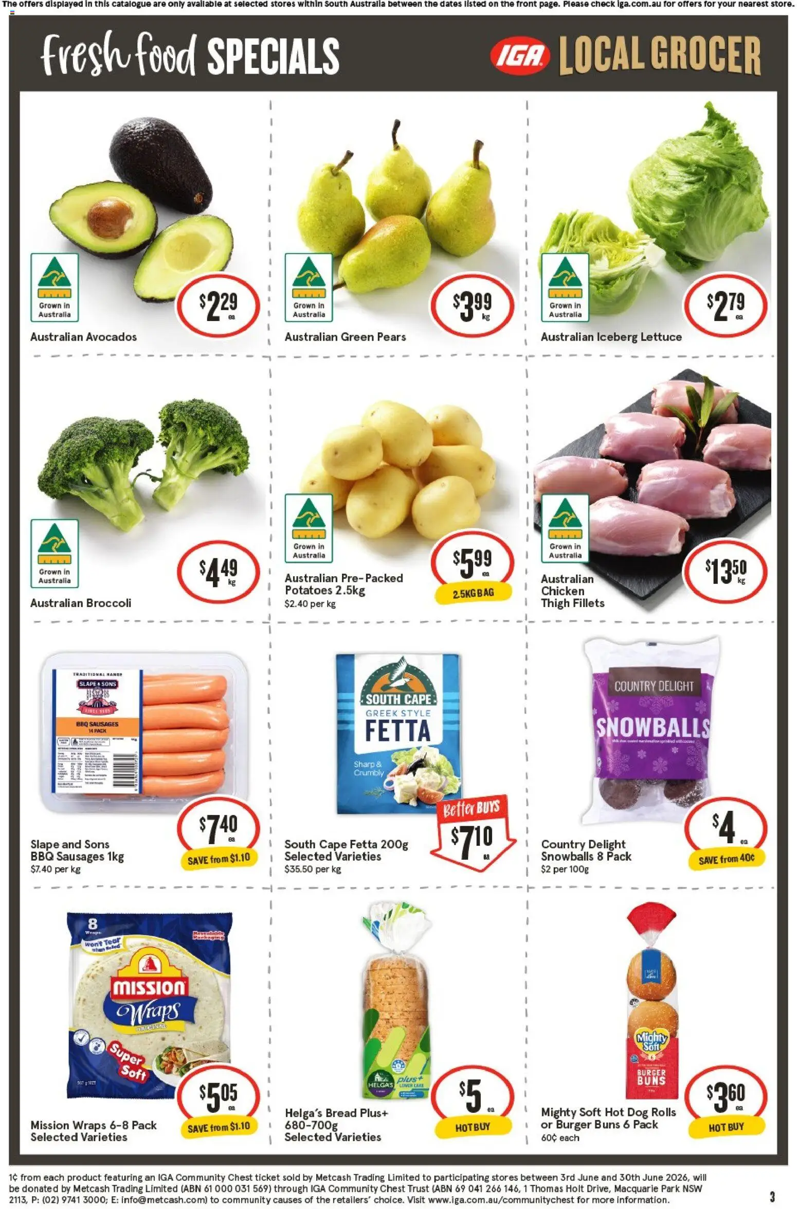 IGA catalogue - valid from 03.06.2026 | Page: 4 | Products: Bread, Lettuce, Potatoes, Bag