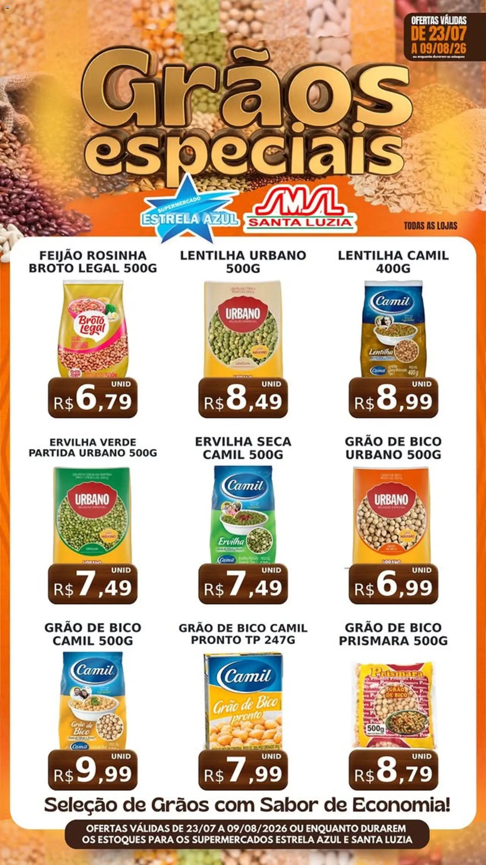 Estrela Azul Folheto - válido de 23/07/2026 | Página: 2 | Produtos: Ervilha, Feijão, Lentilha, Bico