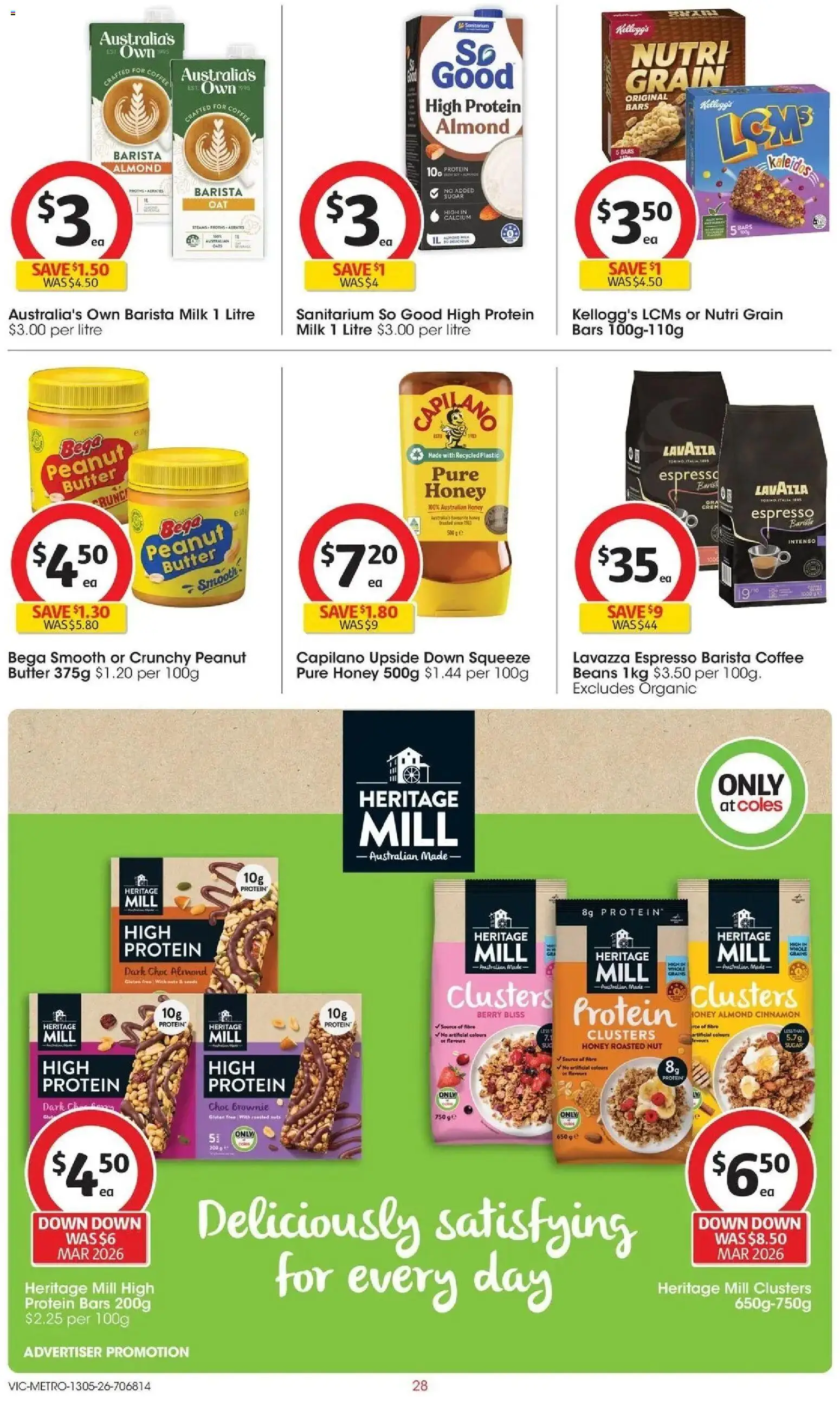 Coles catalogue - valid from 13.05.2026 | Page: 28 | Products: Butter, Coffee, Honey, Sugar