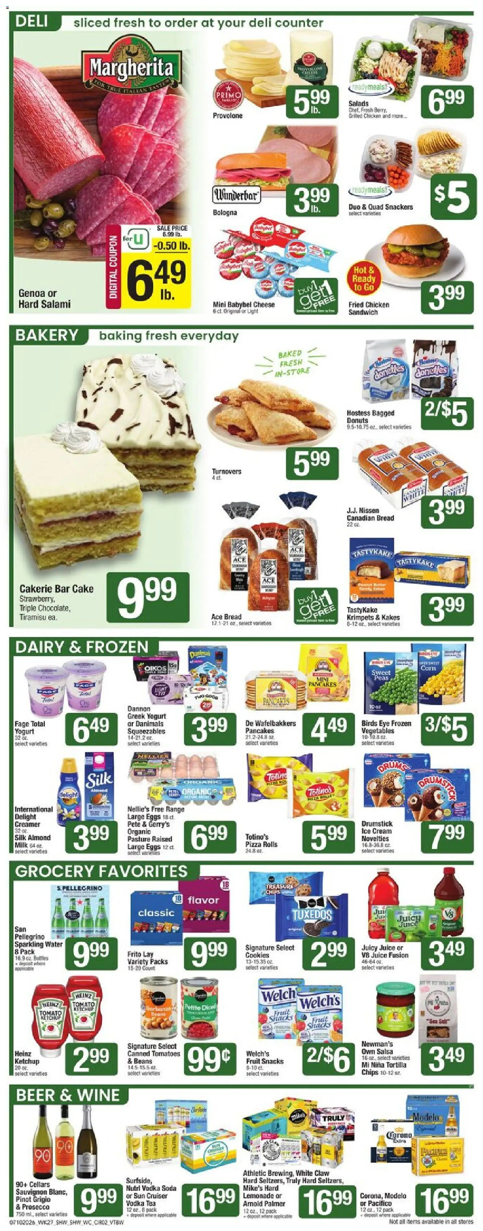 Shaw's Weekly Ad - VT - valid from 07/10/2026 | Page: 2 | Products: Cheese, Salami, Chips, Water