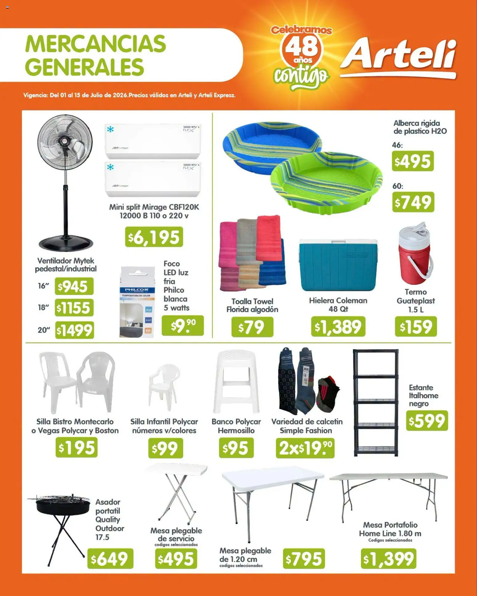Nuevas ofertas de Arteli válidas en toda la República Mexicana desde el 01/07/2026. ¡Encuentra las mejores ofertas en Arteli folleto Quincenal! | Página: 16 | Productos: Ventilador, Estante, Termo, Foco