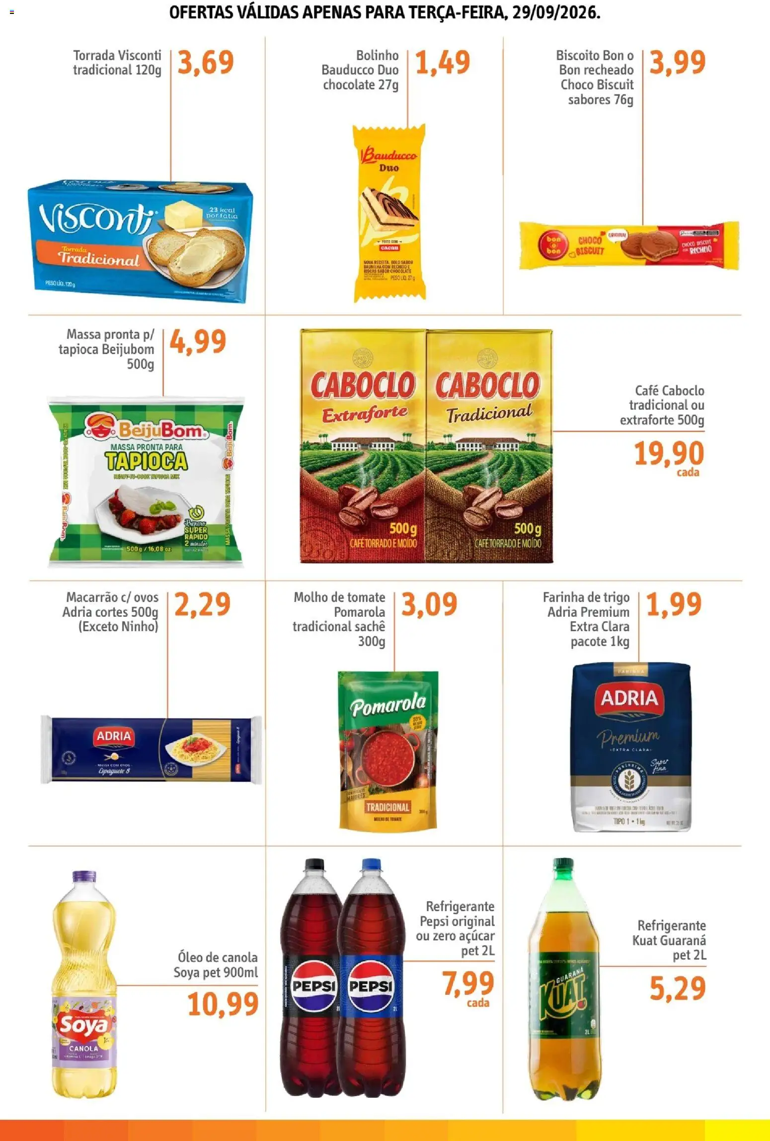 Sonda Folheto - válido de 29/09/2026 | Página: 4 | Produtos: Espaguete, Molho de tomate, Café, Chocolate