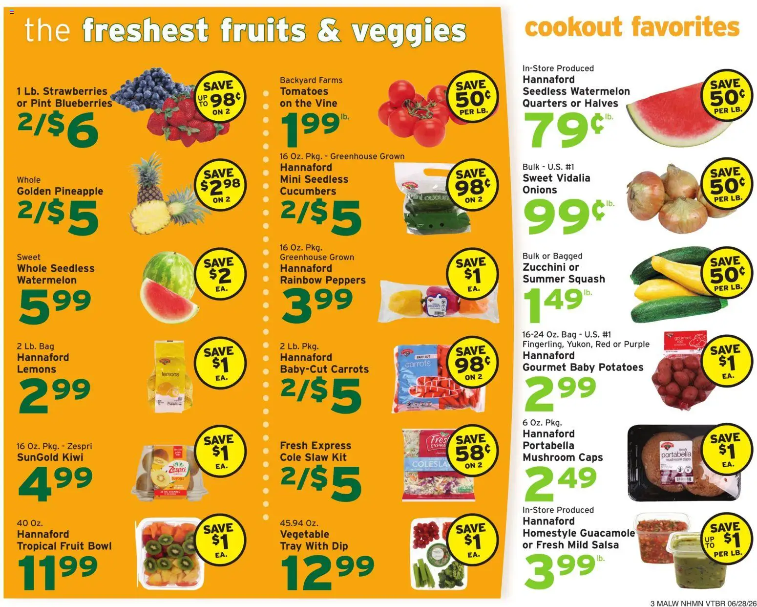 Hannaford Weekly Ad - valid from 06/28/2026 | Page: 4 | Products: Tomatoes, Pineapple, Strawberries, Fruits