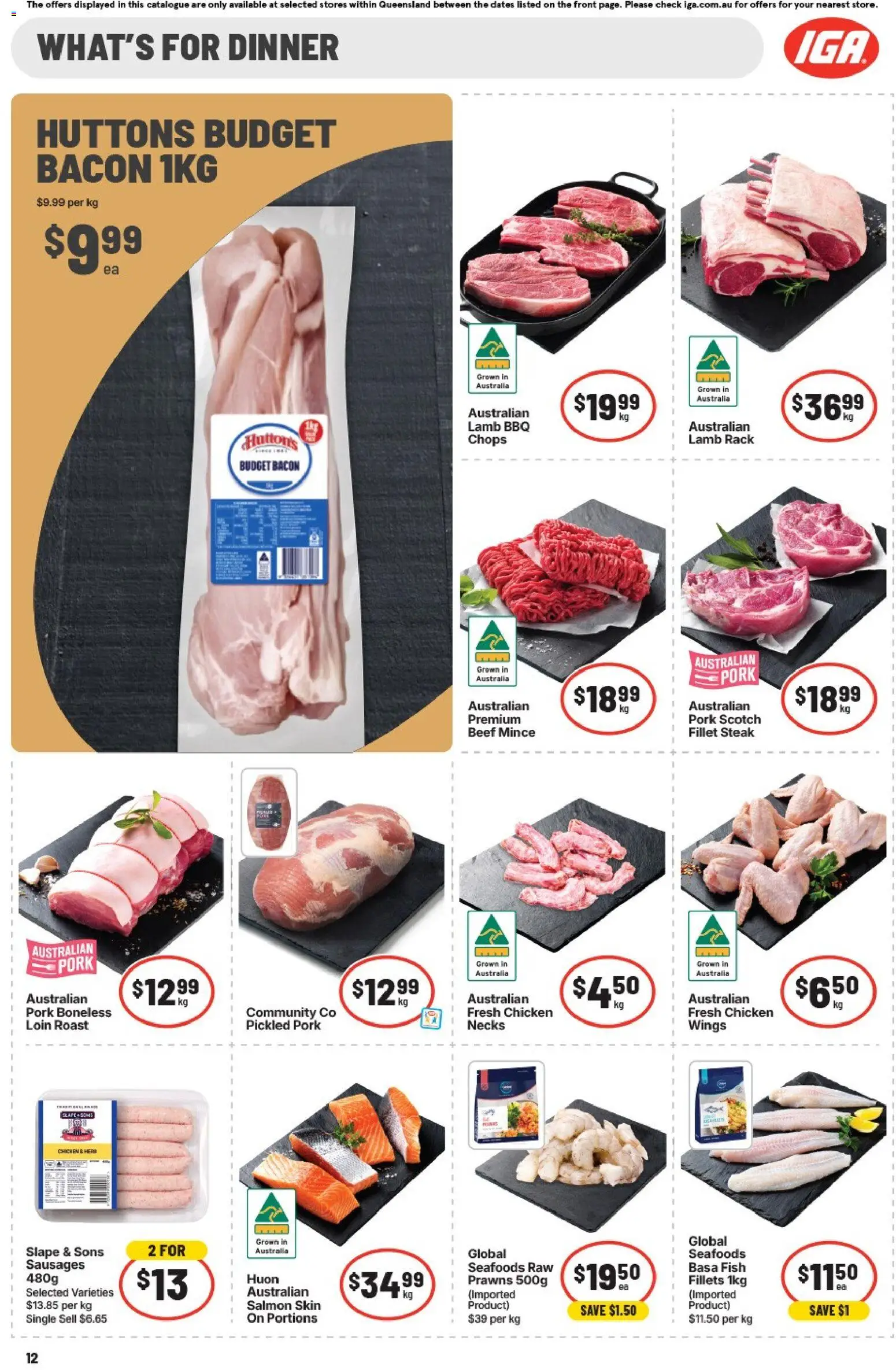 IGA catalogue - valid from 08/07/2026 | Page: 12 | Products: Chicken, Beef, Steak, Salmon