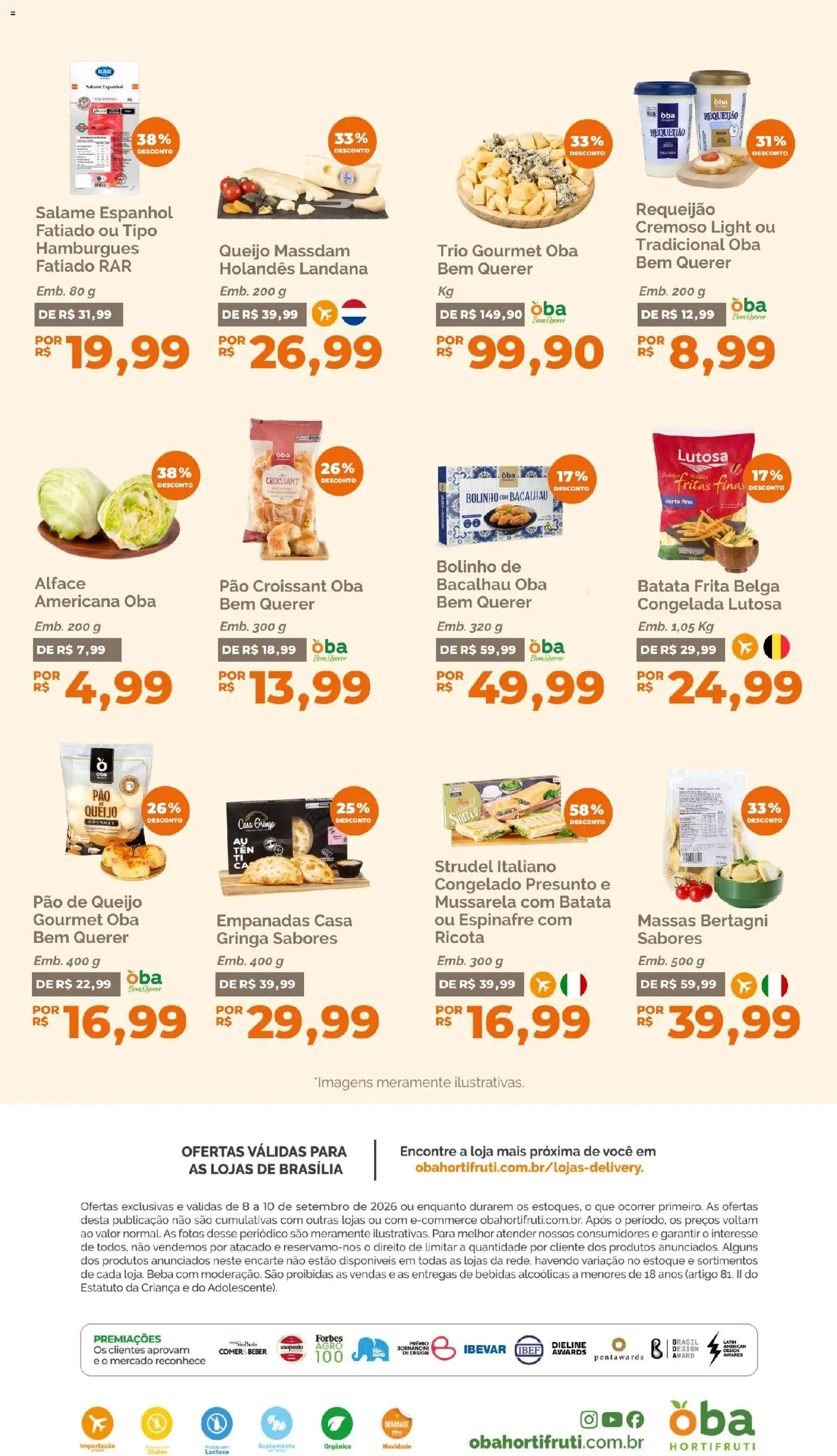 Oba Hortifruti Folheto - válido de 08/09/2026 | Página: 10 | Produtos: Salame, Presunto, Ricota, Batata frita