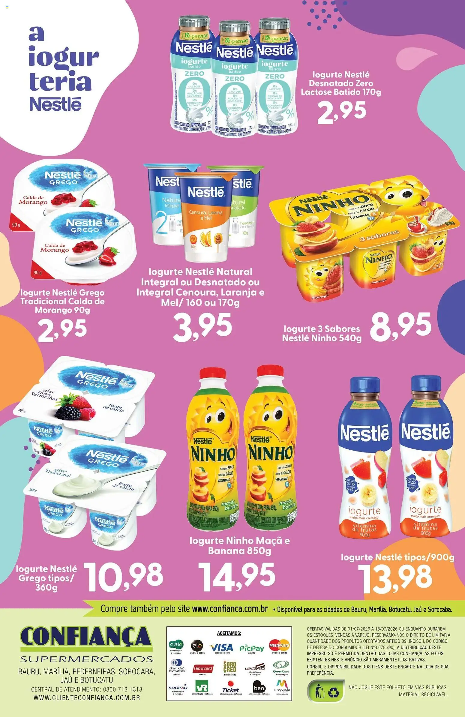 Confiança Folheto - válido de 01/07/2026 | Página: 2 | Produtos: Leite, Iogurte, Mel, Cálcio