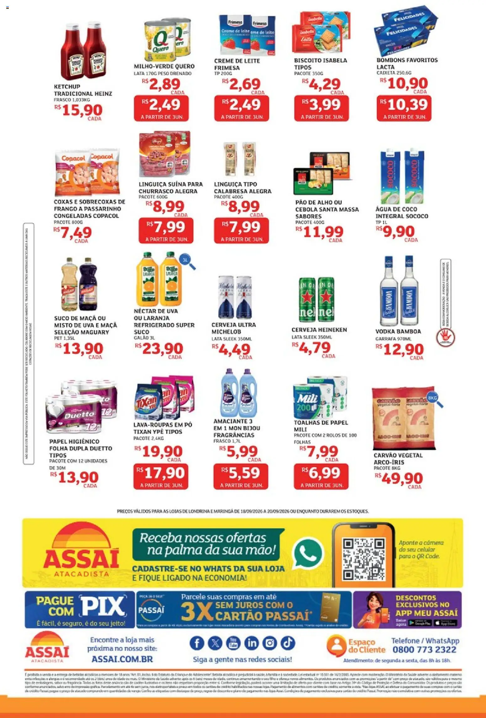 Assaí Atacadista Folheto - válido de 18/09/2026 | Página: 2 | Produtos: Alho, Suco de maçã, Massa, Vodka