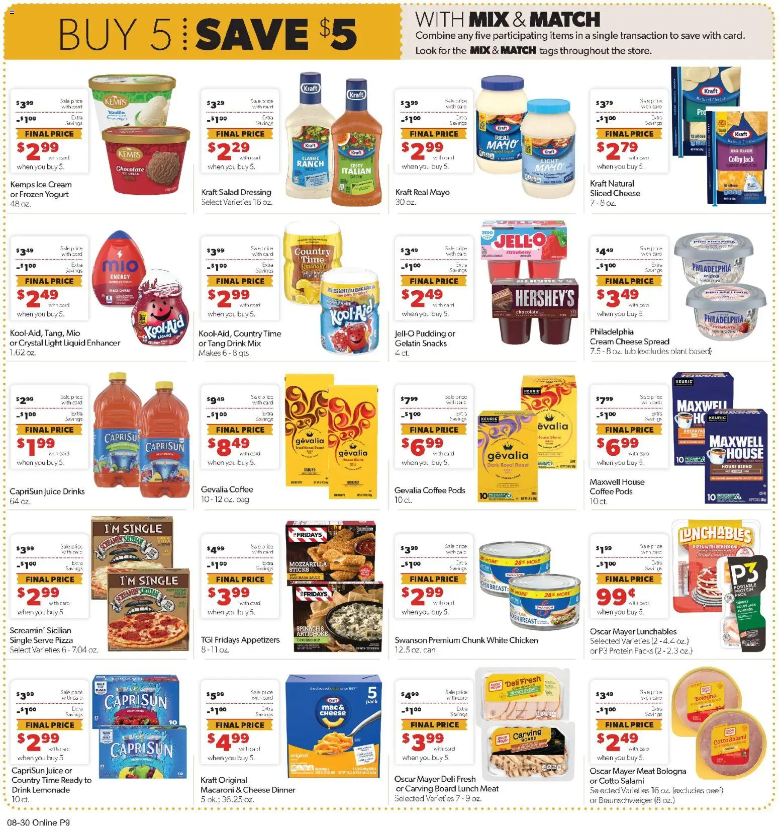 Family Fare Weekly Ad - NE - valid from 08/30/2026 | Page: 5 | Products: Sliced cheese, Coffee, Protein, Ice