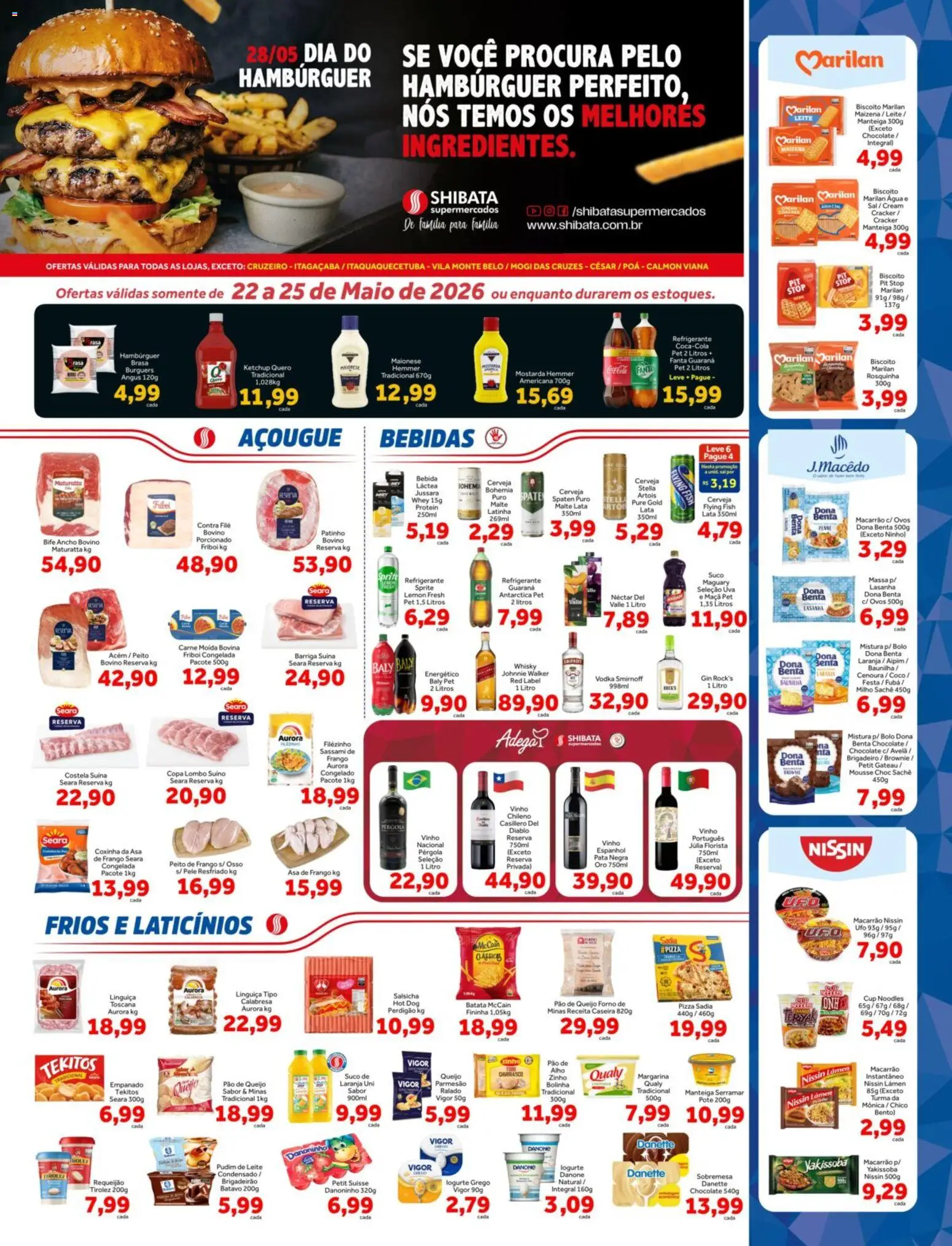 Shibata Folheto - válido de 22.05.2026 | Página: 1 | Produtos: Leite, Hambúrguer, Margarina, Avelã