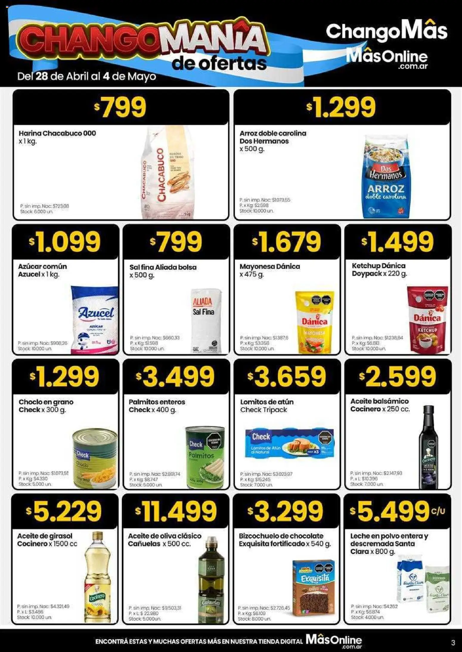 Changomas ofertas │ válido desde el 05.05.2026 | Página: 3 | Productos: Harina, Azucar, Sal, Leche