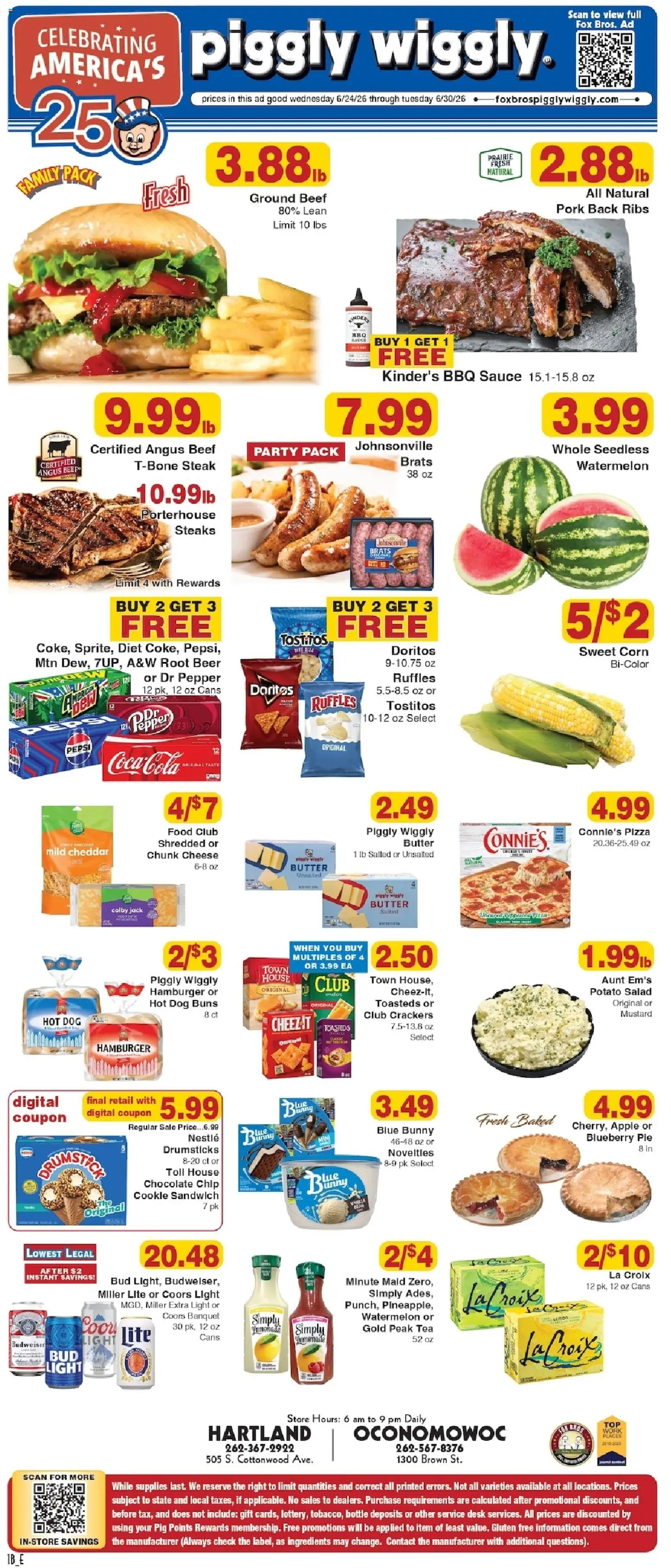 Piggly Wiggly Weekly Ad - valid from 06/24/2026 | Page: 1 | Products: Pizza, Tea, Desk, Chocolate Chip