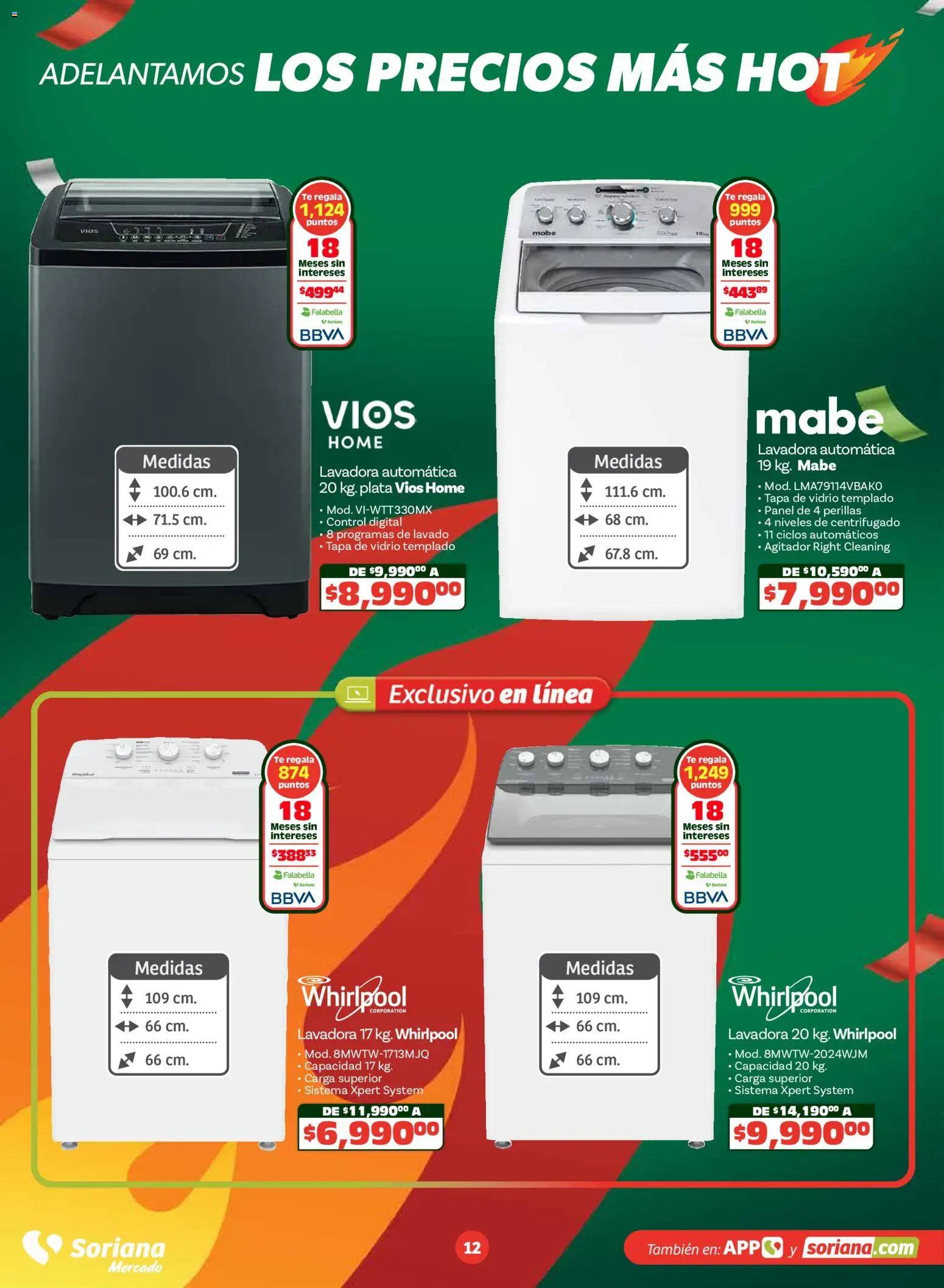 Nuevas ofertas de Soriana válidas en toda la República Mexicana desde el 14.05.2026. ¡Encuentra las mejores ofertas en Soriana Adelantamos los precios más hot Mercado Nacional! | Página: 12 | Productos: Lavadora, Té