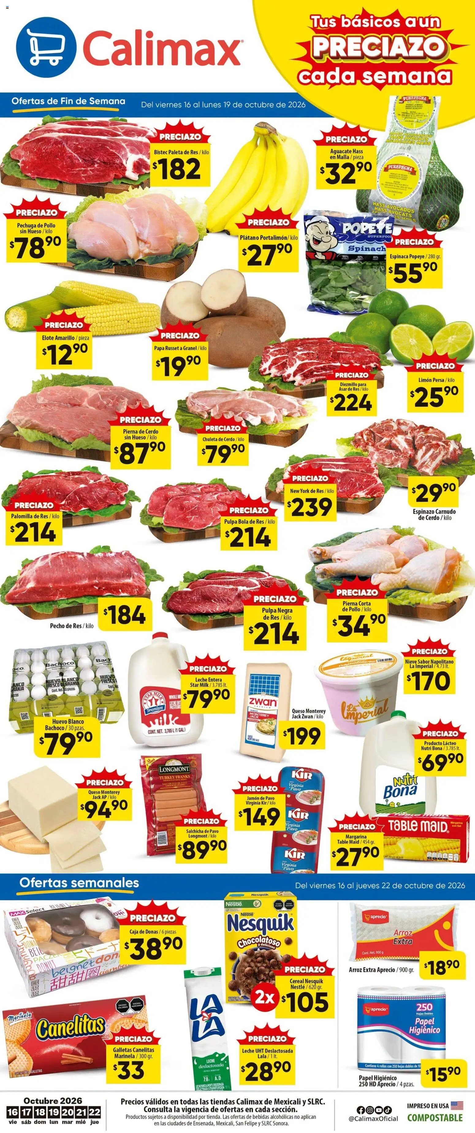 Nuevas ofertas de Calimax válidas en toda la República Mexicana desde el 16/10/2026. ¡Encuentra las mejores ofertas en Calimax folleto Mexicali y SLRC! | Página: 1