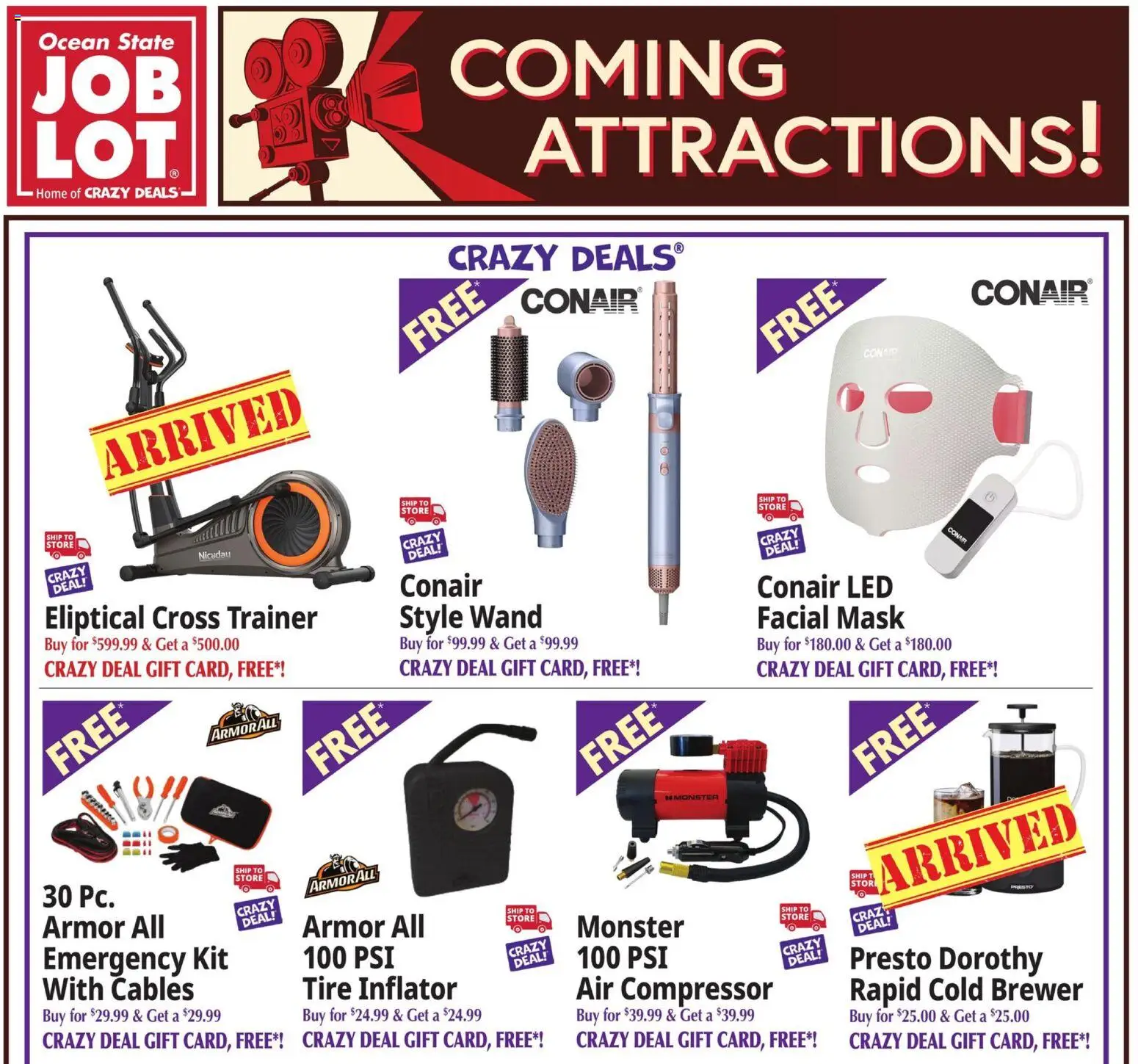 Ocean State Job Lot Ad - valid from 07/09/2026 | Page: 1 | Products: Compressor, Tire, Mask