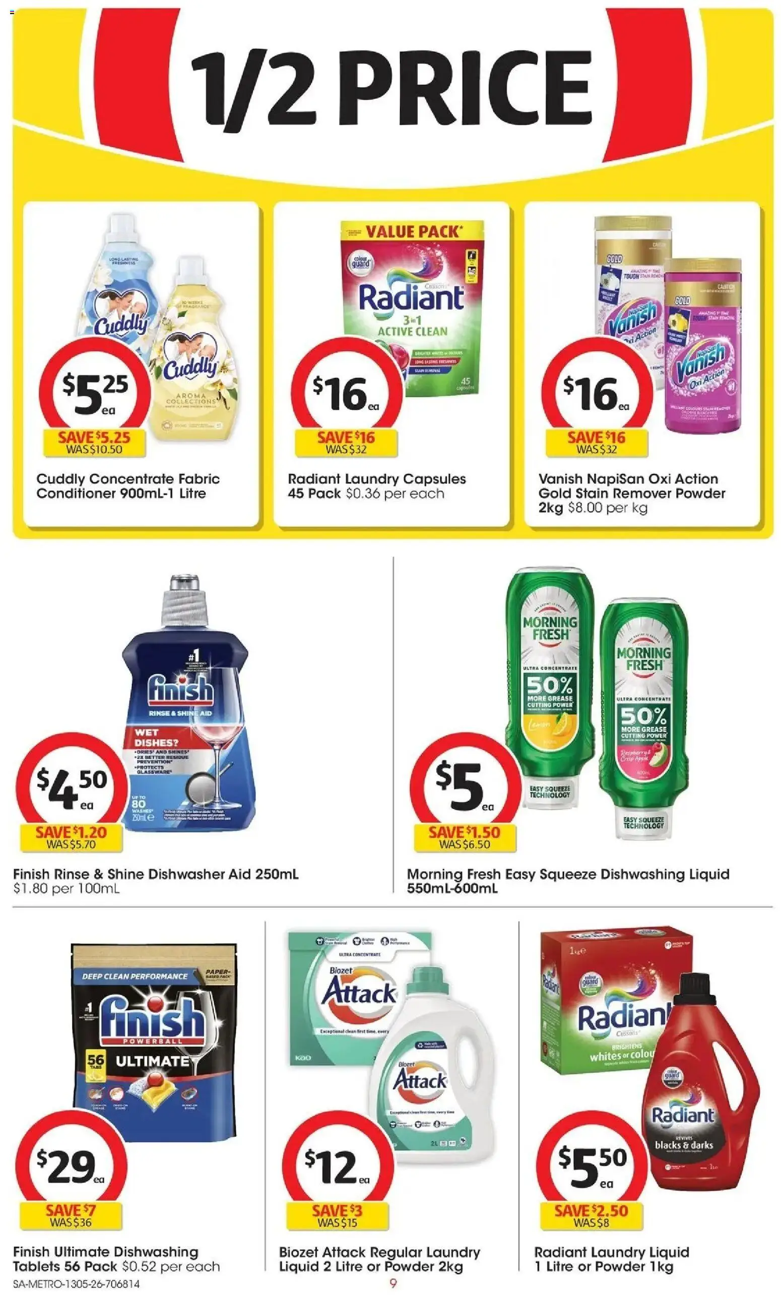 Coles catalogue - valid from 13.05.2026 | Page: 9 | Products: Powder, Conditioner, Laundry, Dishwasher