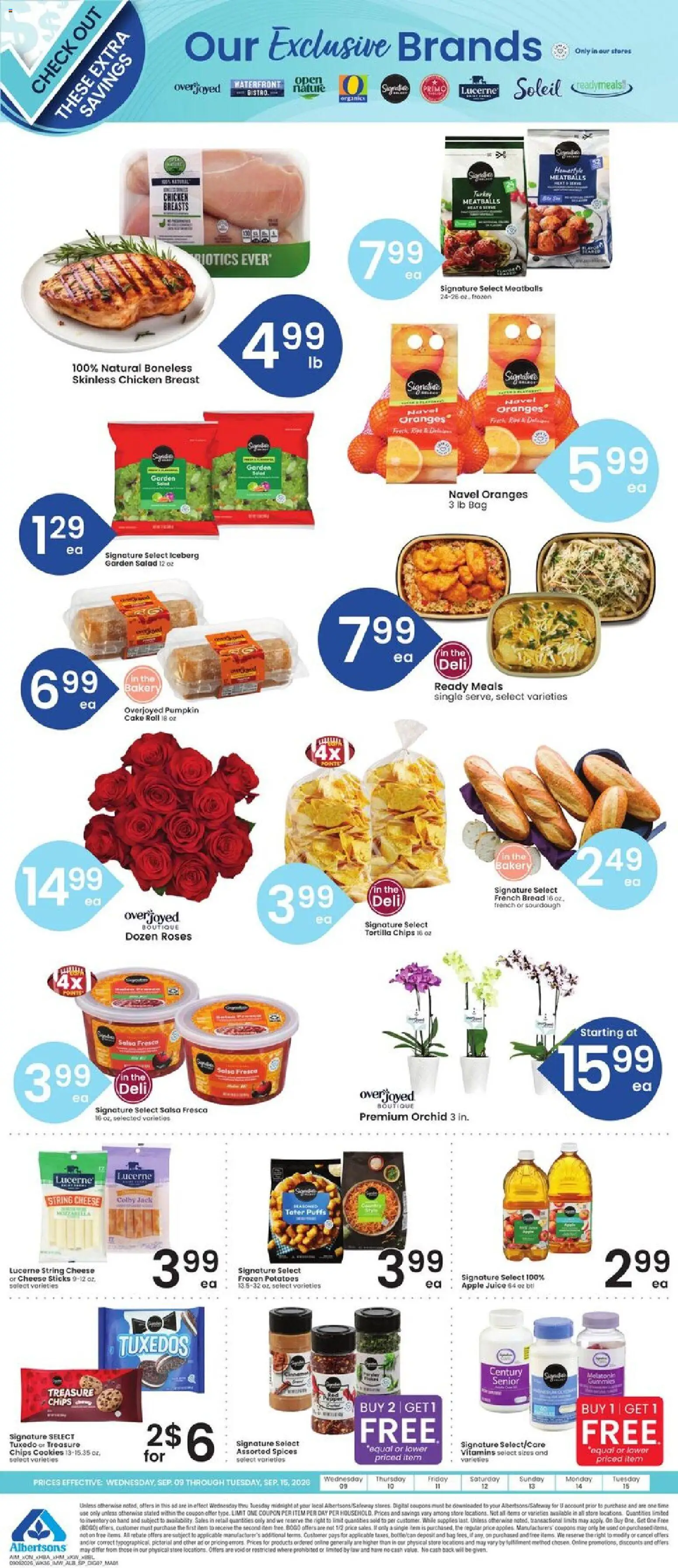 Albertsons Weekly Ad - valid from 09/09/2026 | Page: 8 | Products: Cheese sticks, Spices, Cake, Pumpkin
