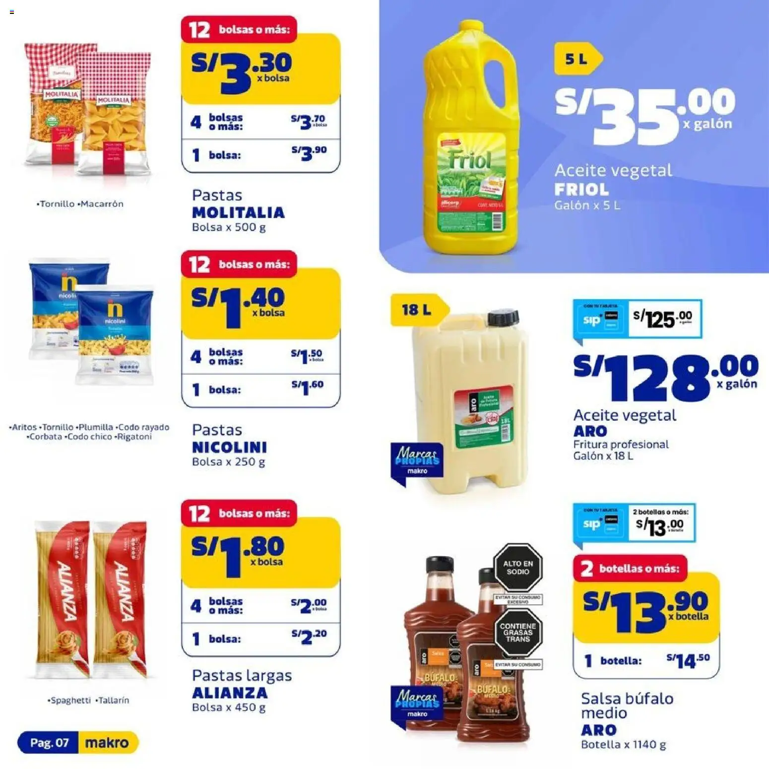 Catálogo Makro válido desde 13/08/2026 | Página: 7 | Productos: Aceite vegetal, Aceite, Pastas, Bolsa