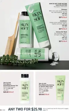 Preview of Skin So Soft Pure Nature Revitalizing In-Shower Body Lotion, Apply on wet skin after shower or bath. 236 ml from shop Avon valid from 07.05.2026 | Page: 10