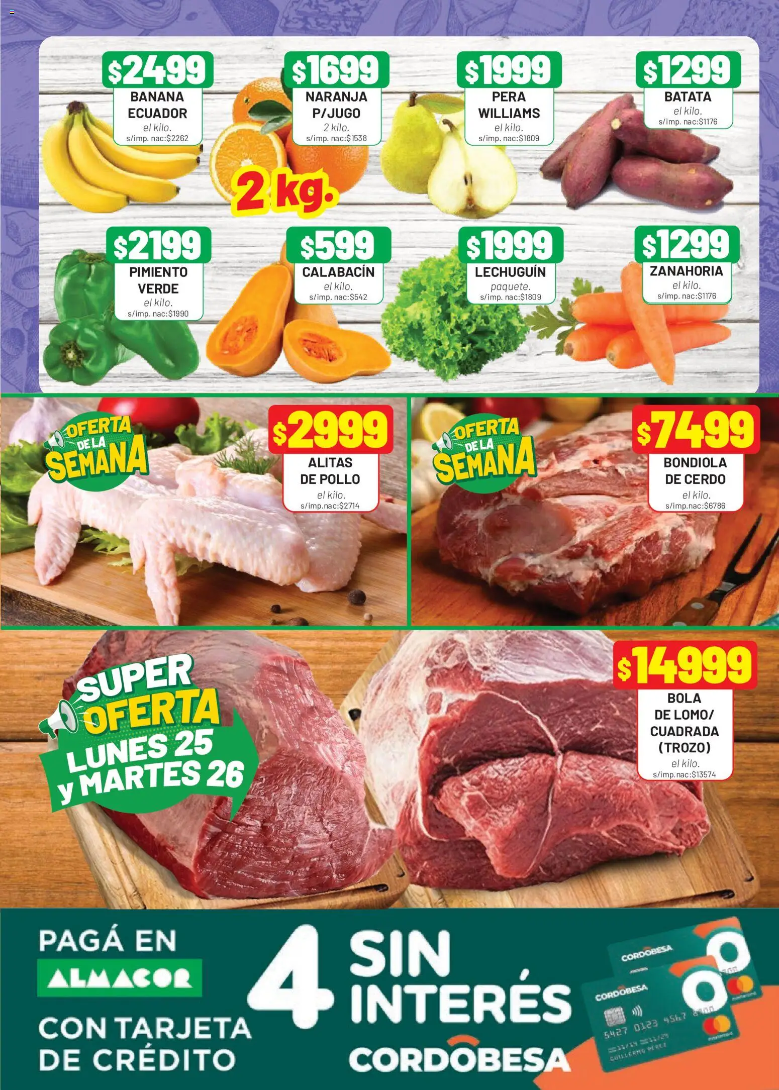 Almacor catálogo │ válido desde el 21.05.2026 | Página: 3 | Productos: Banana, Batata, Pimiento, Cerdo