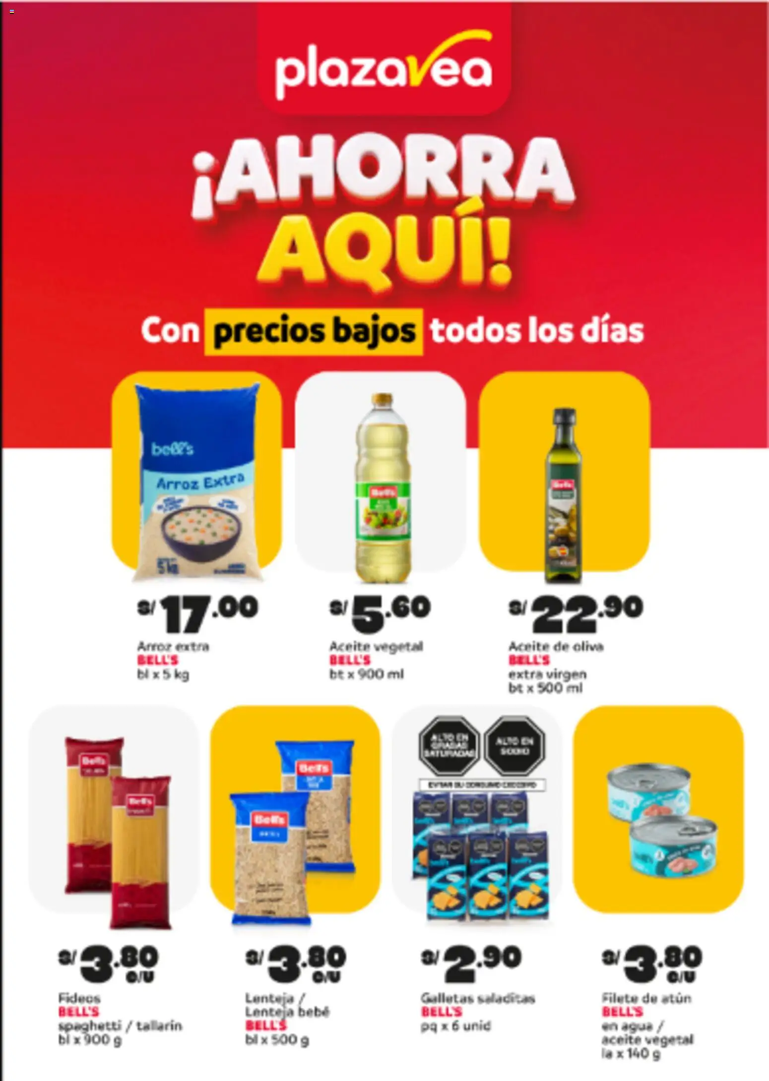 Catálogo Plaza Vea válido desde 01/10/2026 | Página: 1 | Productos: Filete de atún, Aceite vegetal, Agua, Lenteja