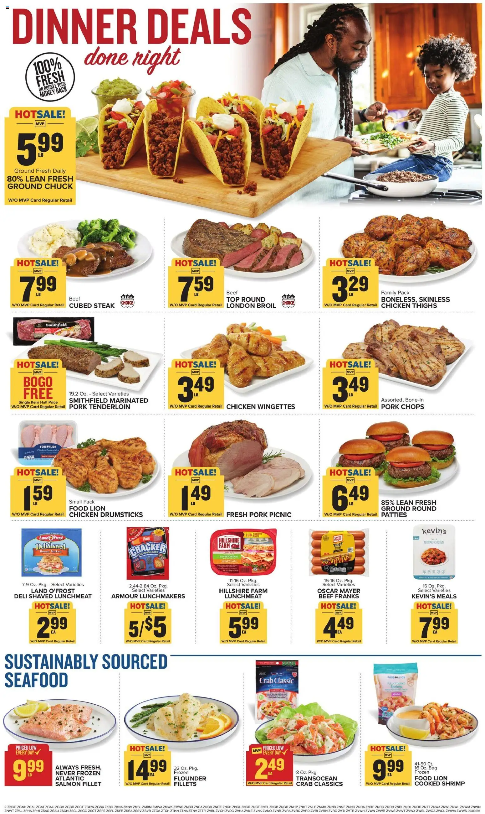 Food Lion Weekly Ad - valid from 09/09/2026 | Page: 4 | Products: Shrimp, Ham, Bag, Salmon fillet