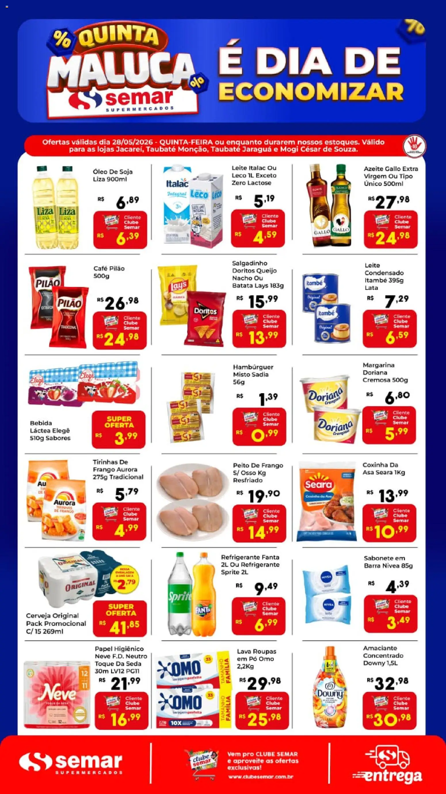 Semar Supermercado Folheto - válido de 28.05.2026 | Página: 1 | Produtos: Cerveja, Bebida, Papel higiênico, Peito de frango