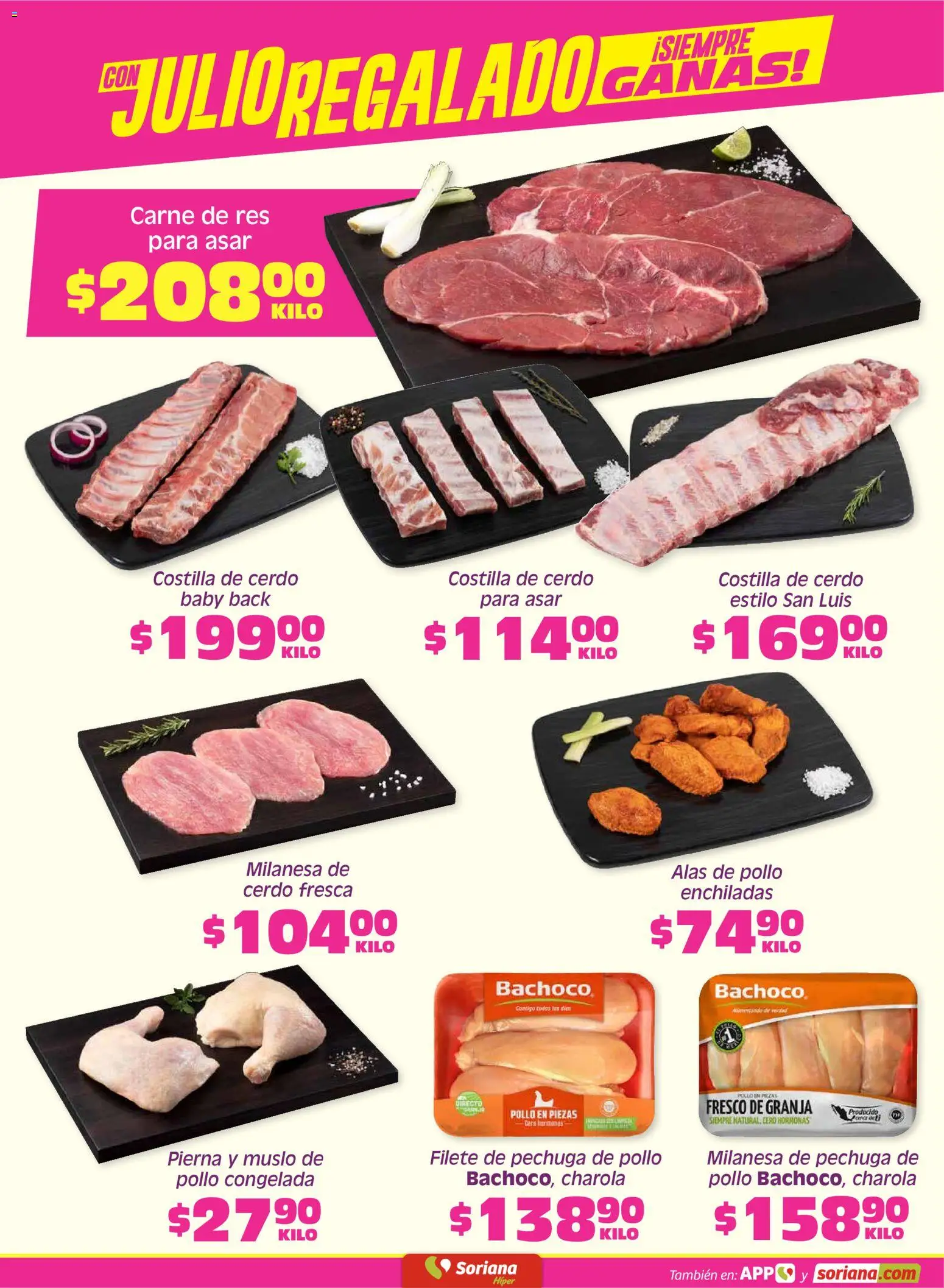 Nuevas ofertas de Soriana válidas en toda la República Mexicana desde el 03/07/2026. ¡Encuentra las mejores ofertas en Soriana Fin de Semana Híper: Chih, Delicias, Dur y Coah (excepto Saltillo)! | Página: 4 | Productos: Pollo, Milanesa, Cerdo, Res