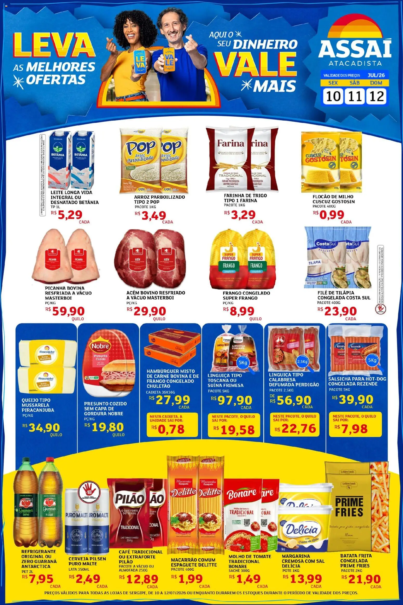 Assaí Atacadista Folheto - válido de 10/07/2026 | Página: 1 | Produtos: Arroz, Bebida, Creme de leite, Filé de tilápia