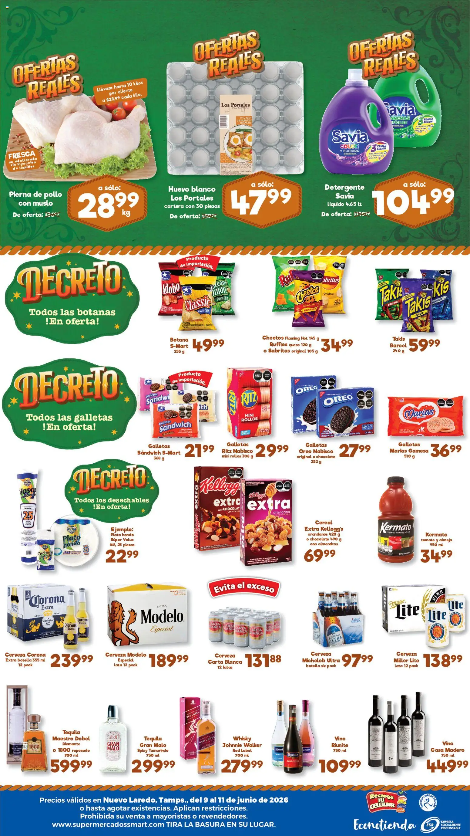 Nuevas ofertas de S-Mart válidas en toda la República Mexicana desde el 09.06.2026. ¡Encuentra las mejores ofertas en S-Mart folleto Ofertas de feria Nuevo Laredo! | Página: 2 | Productos: Huevo, Huevos, Galletas, Botella