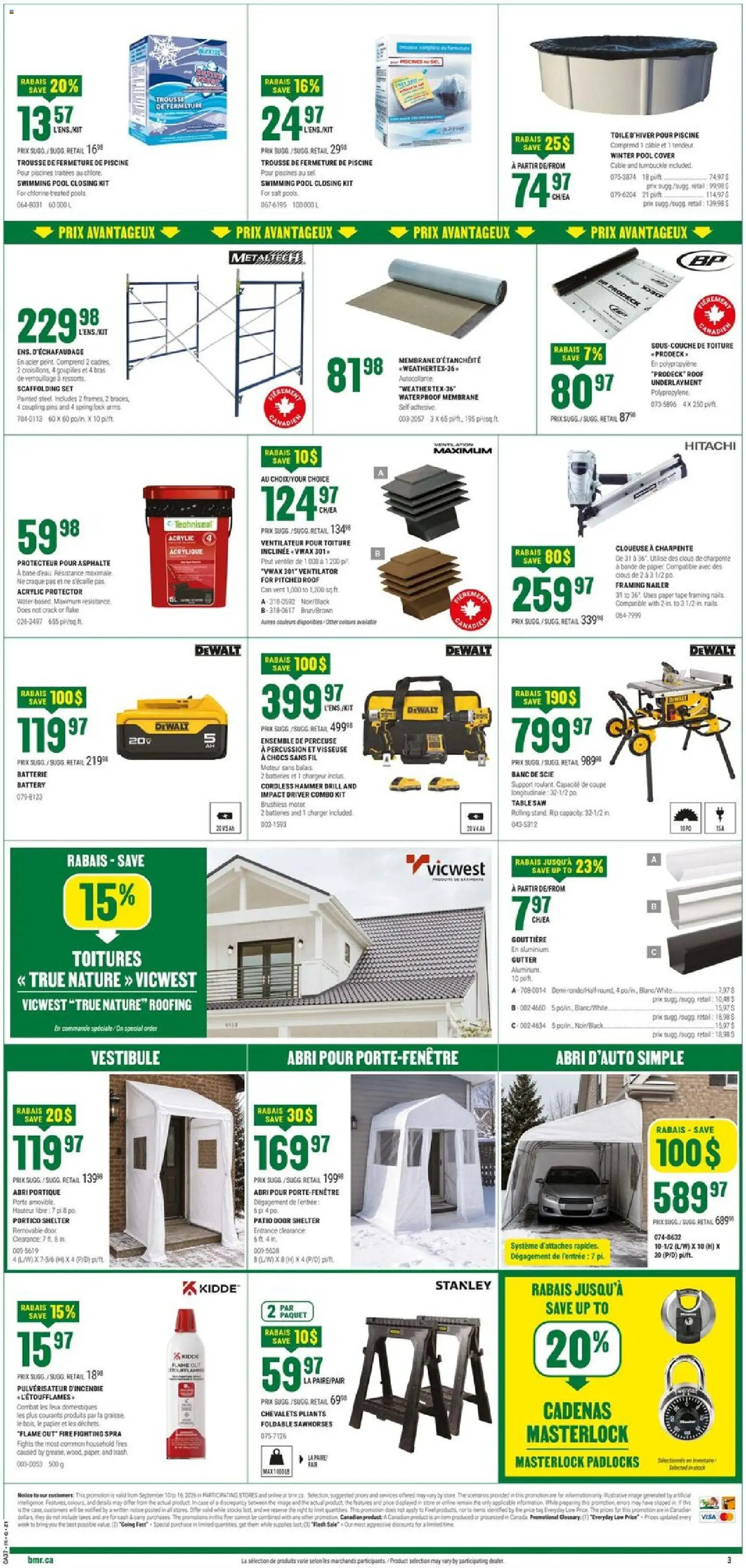 BMR flyer valid from Sep 10, 2026 | Page: 4 | Products: Cordless hammer drill, Batteries, Salt, Door