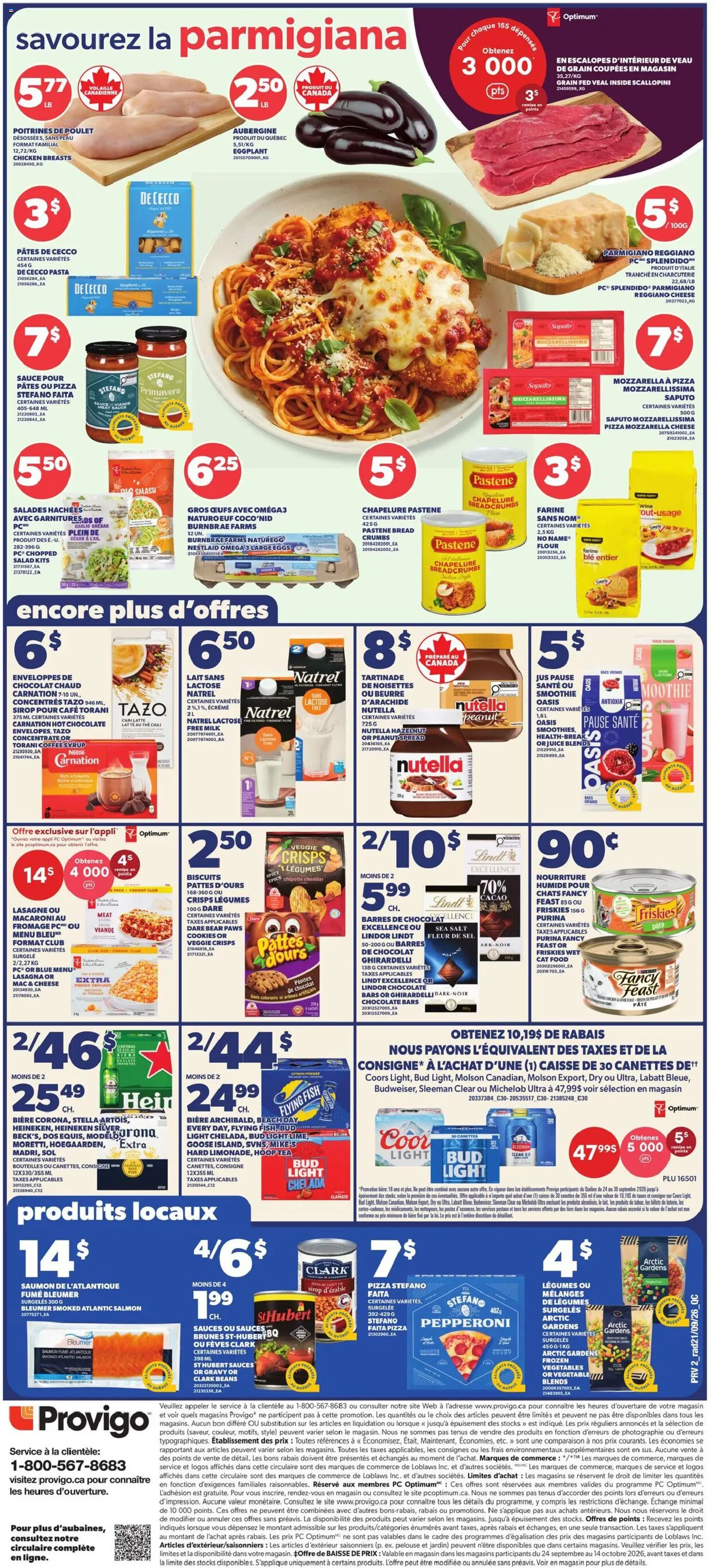 Provigo flyer valid from Sep 24, 2026 | Page: 3 | Products: Salmon, Frozen vegetables, Crisps, Food