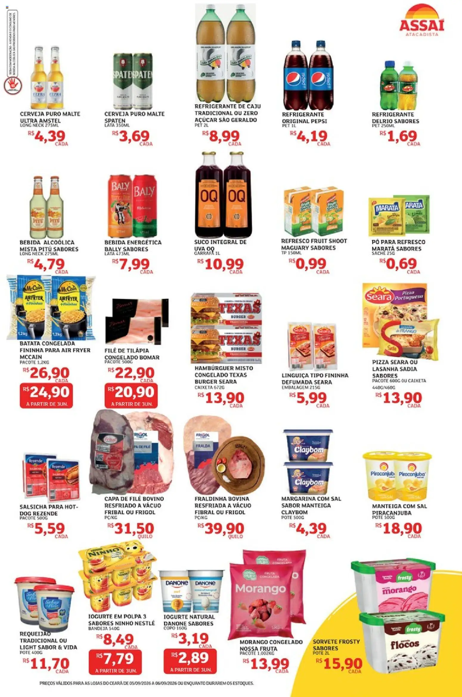 Assaí Atacadista Folheto - válido de 05/09/2026 | Página: 3 | Produtos: Refresco, Pizza, Suco, Sorvete
