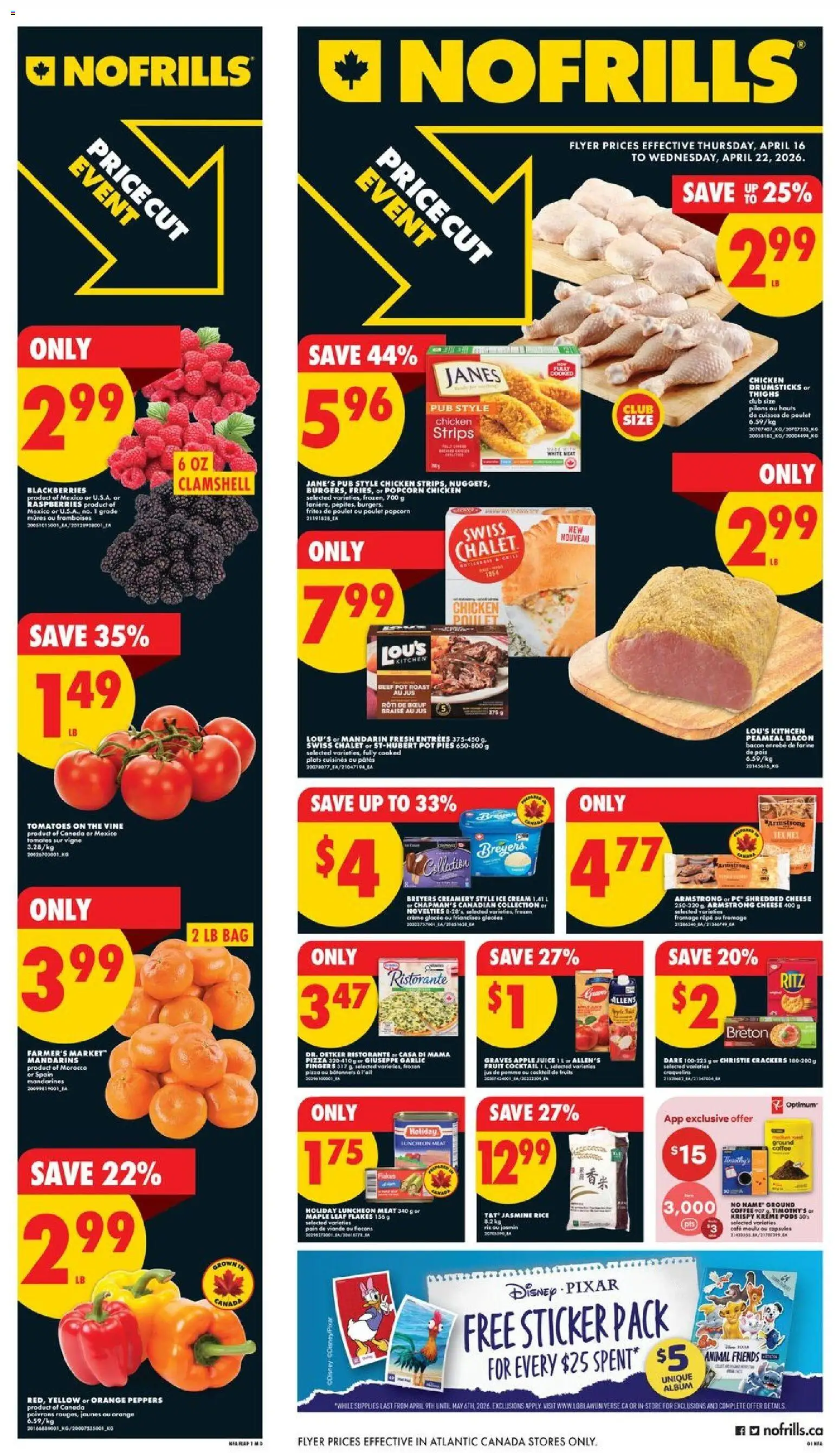 No Frills flyer valid from 16.04.2026 | Page: 1 | Products: Beef, Flakes, Ice cream, Cheese