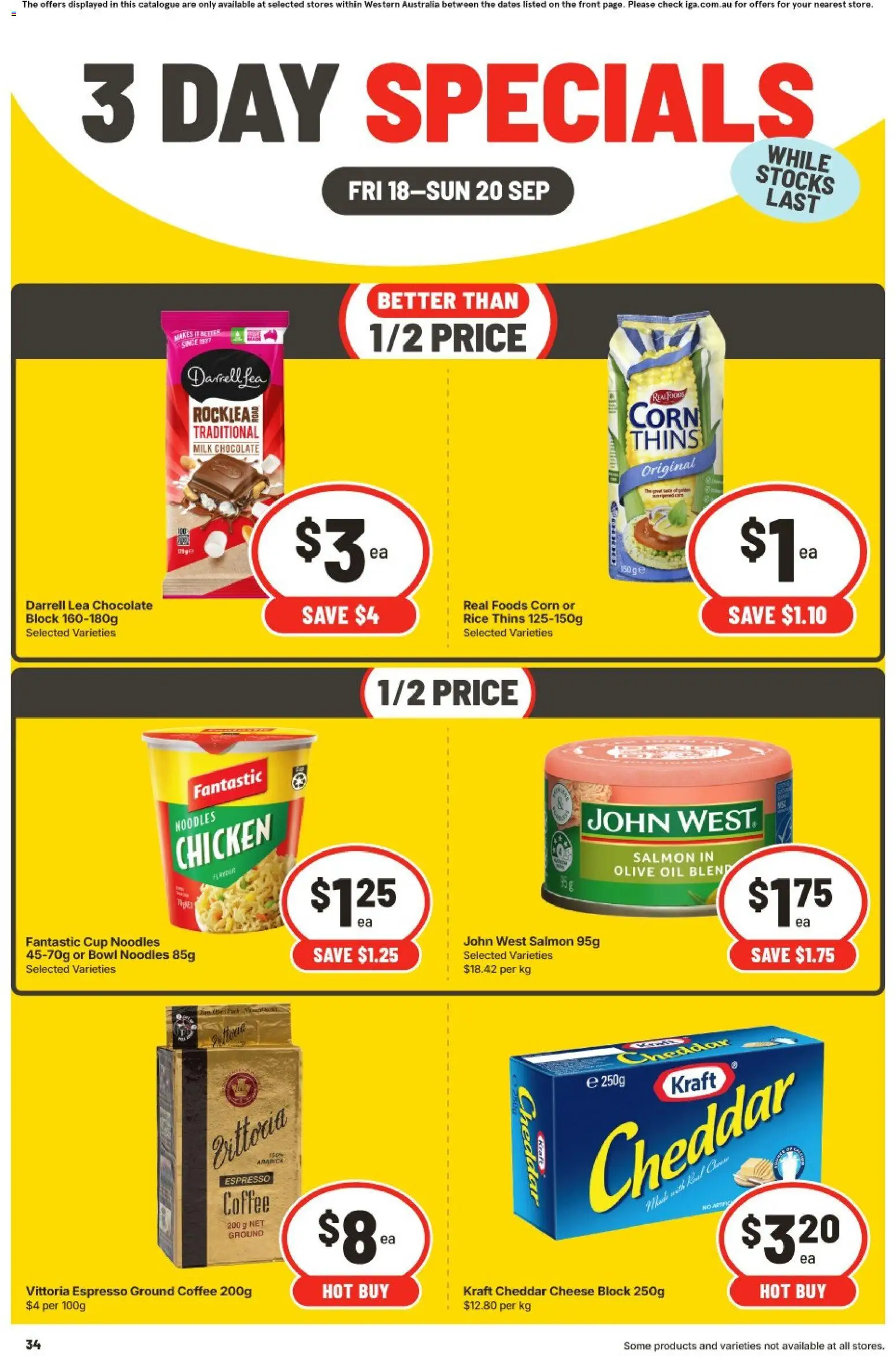 IGA catalogue - valid from 18/09/2026 | Page: 3 | Products: Corn, Oil, Noodles, Salmon