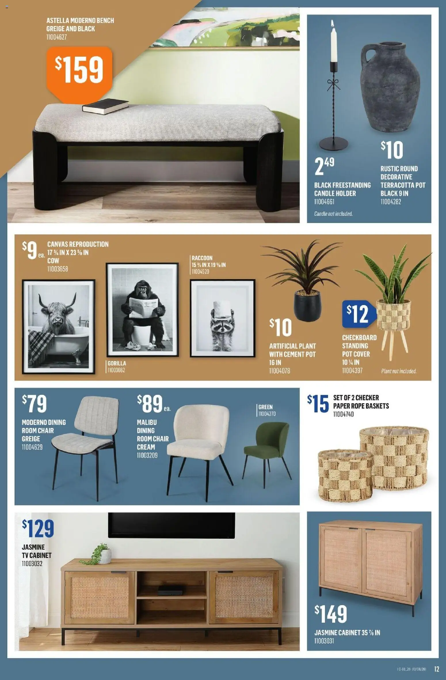 Canac flyer valid from Aug 13, 2026 | Page: 12 | Products: Cream, Malibu, Cement, Cabinet