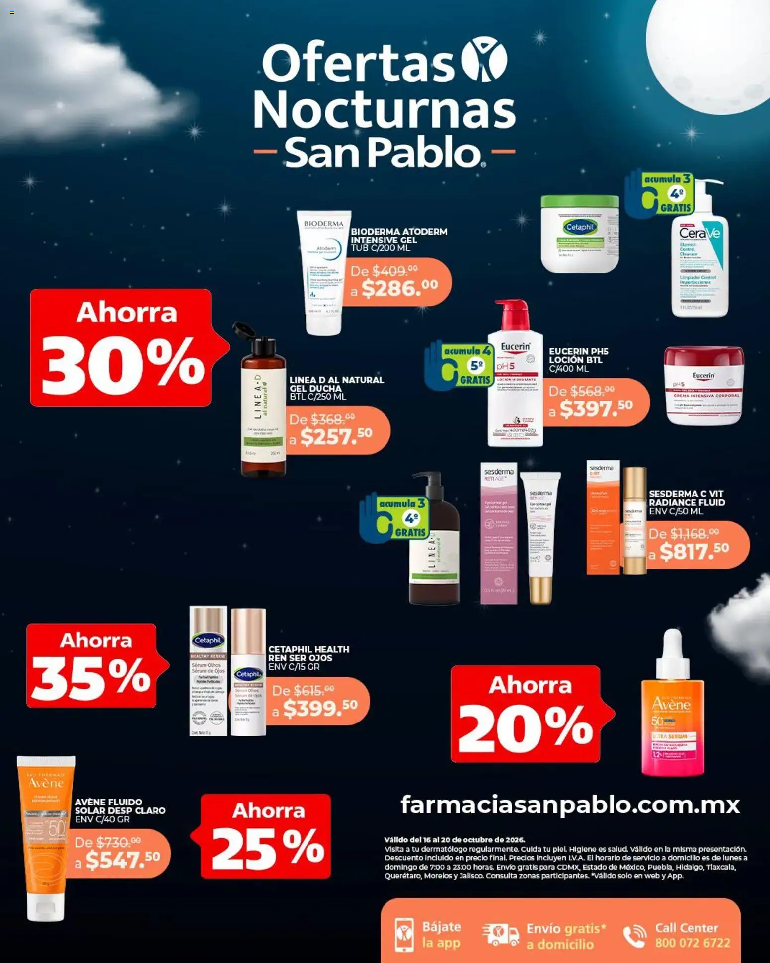 Nuevas ofertas de Farmacia San Pablo válidas en toda la República Mexicana desde el 16/10/2026. ¡Encuentra las mejores ofertas en Farmacia San Pablo catálogo Ofertas Nocturnas! | Página: 1
