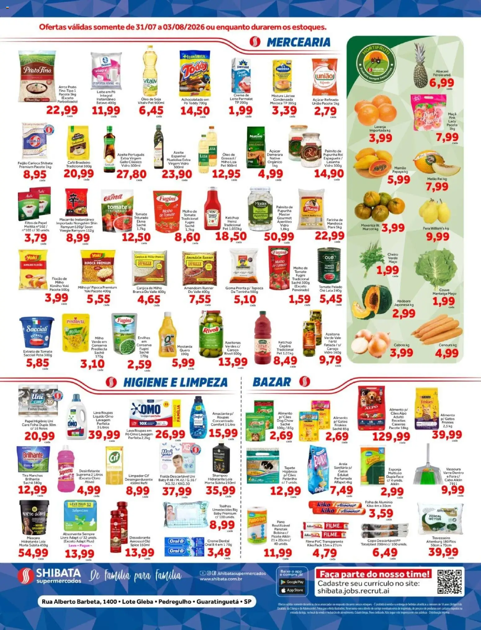 Shibata Folheto - válido de 31/07/2026 | Página: 2 | Produtos: Espaguete, Feijão, Azeite, Absorvente