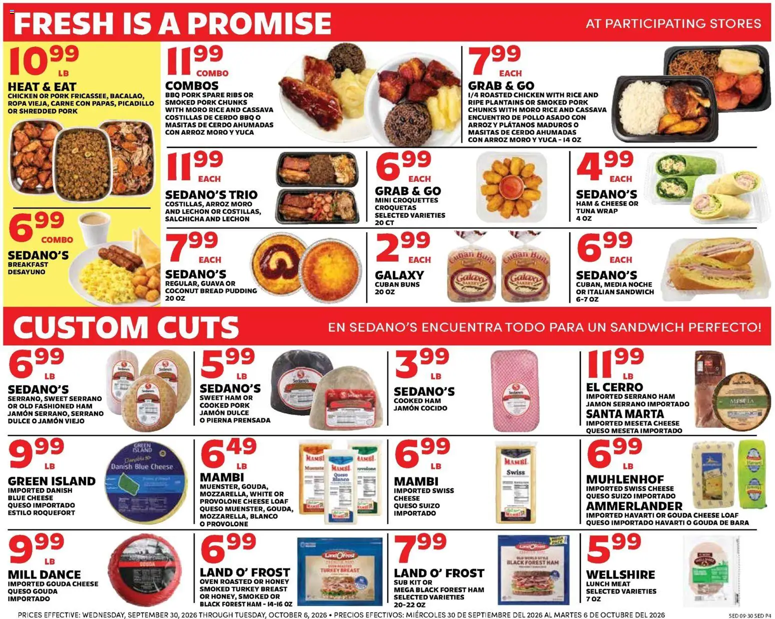 Sedano's Weekly Ad - valid from 09/30/2026 | Page: 4 | Products: Serrano ham, Meat, Cheese, Rice
